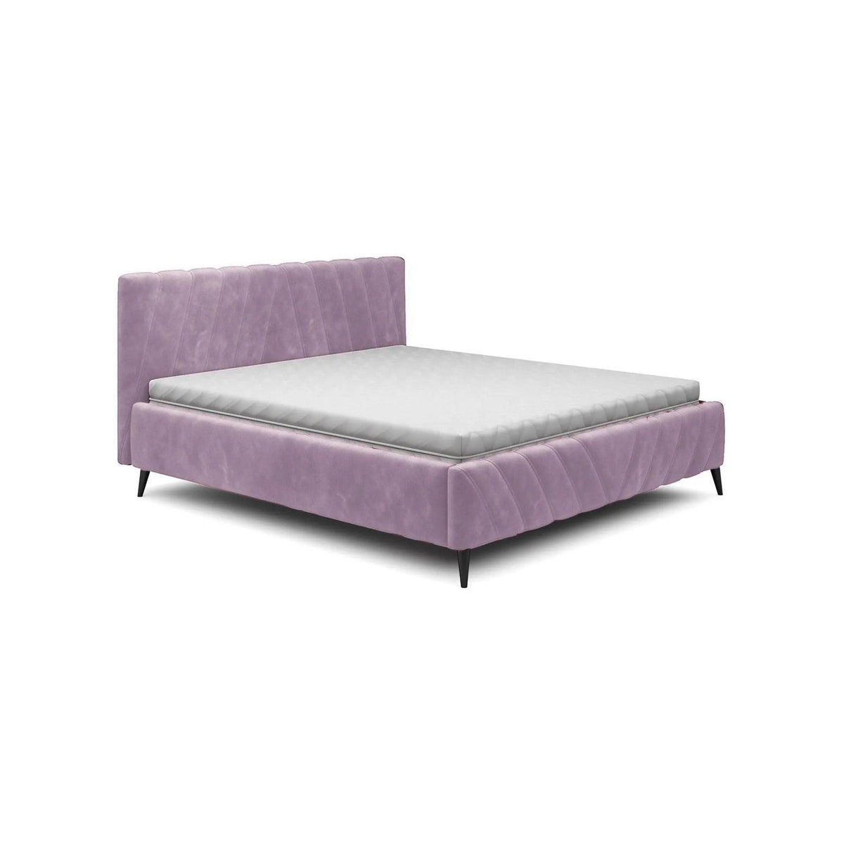 Pat CALYPSO SR 160x200, stofa catifelata roz prafuit - Riviera 62, Gama Premium, cu somiera din lemn