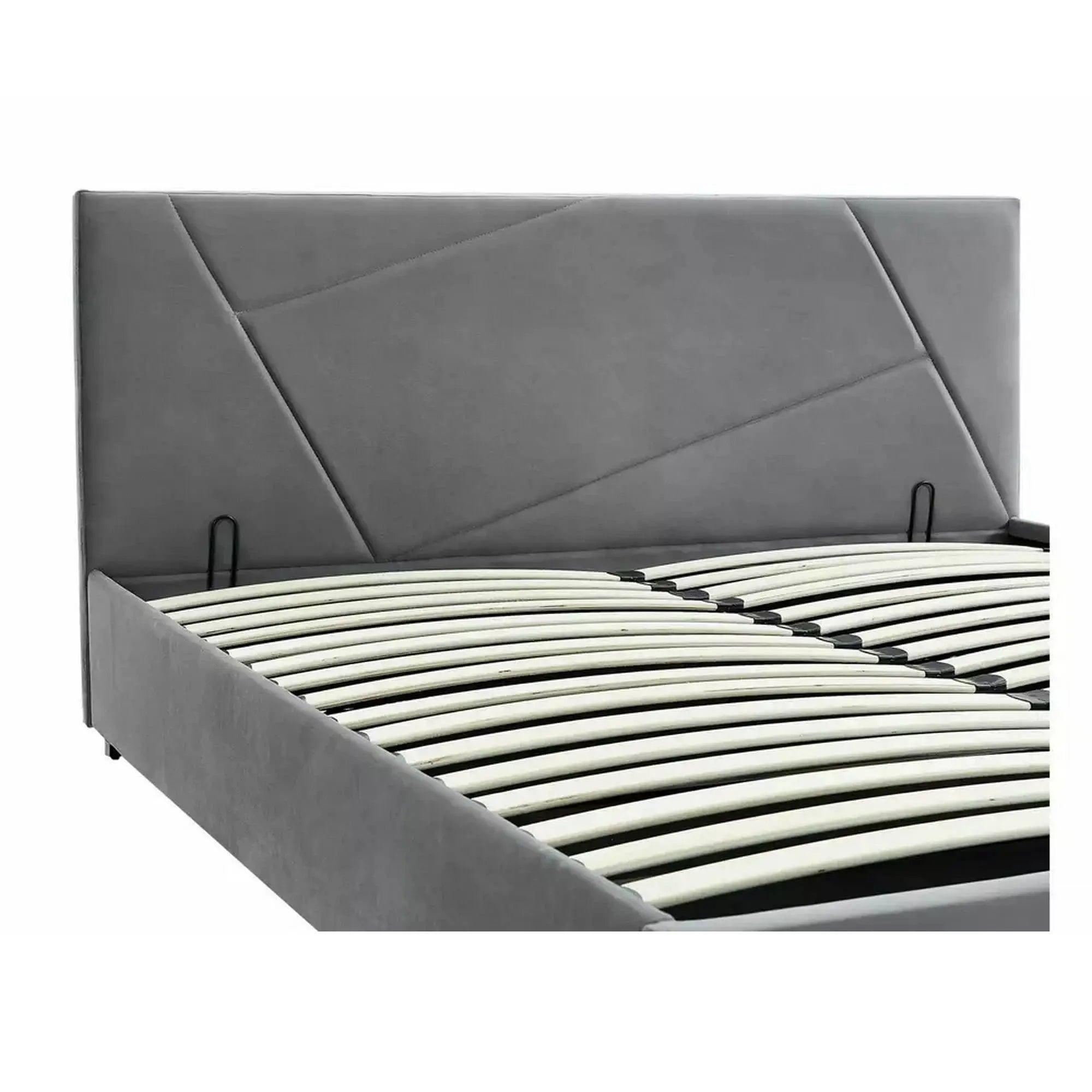 Pat COLUMBIA 160x200, stofa catifelata gri - Tap 192, cu somiera si spatiu depozitare