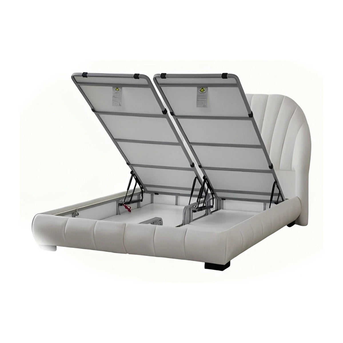 Pat COMFORT PLUS 160x200, stofa crem - Troya 01, cu somiera si spatiu depozitare
