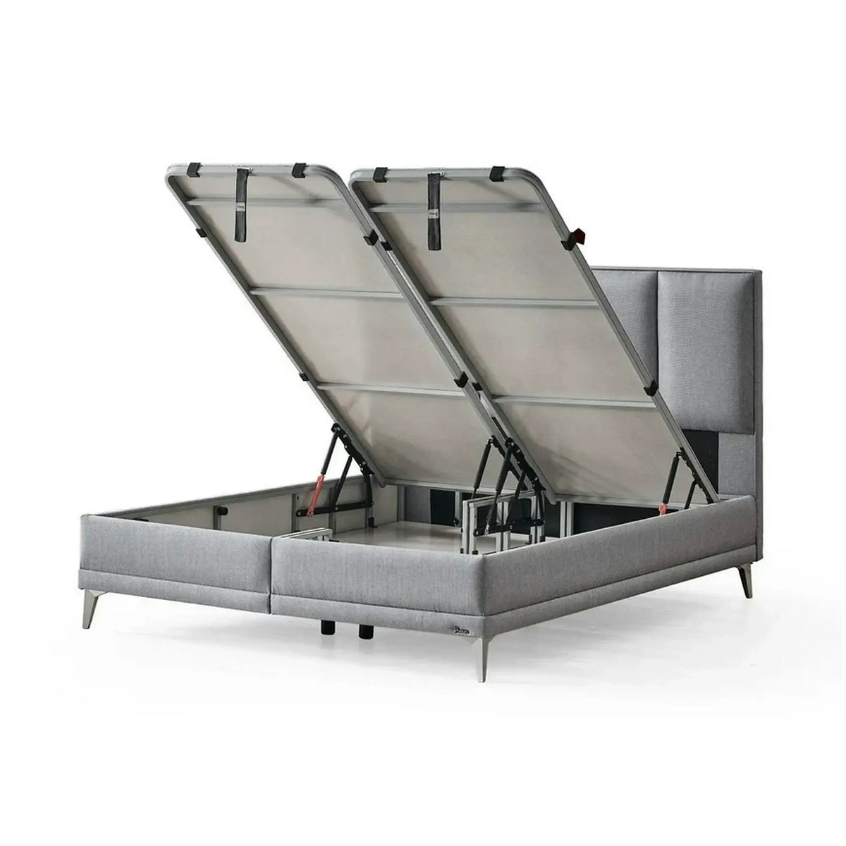 Pat COOL TOUCH 160x200, stofa gri - Noway E1055, cu somiera si spatiu depozitare