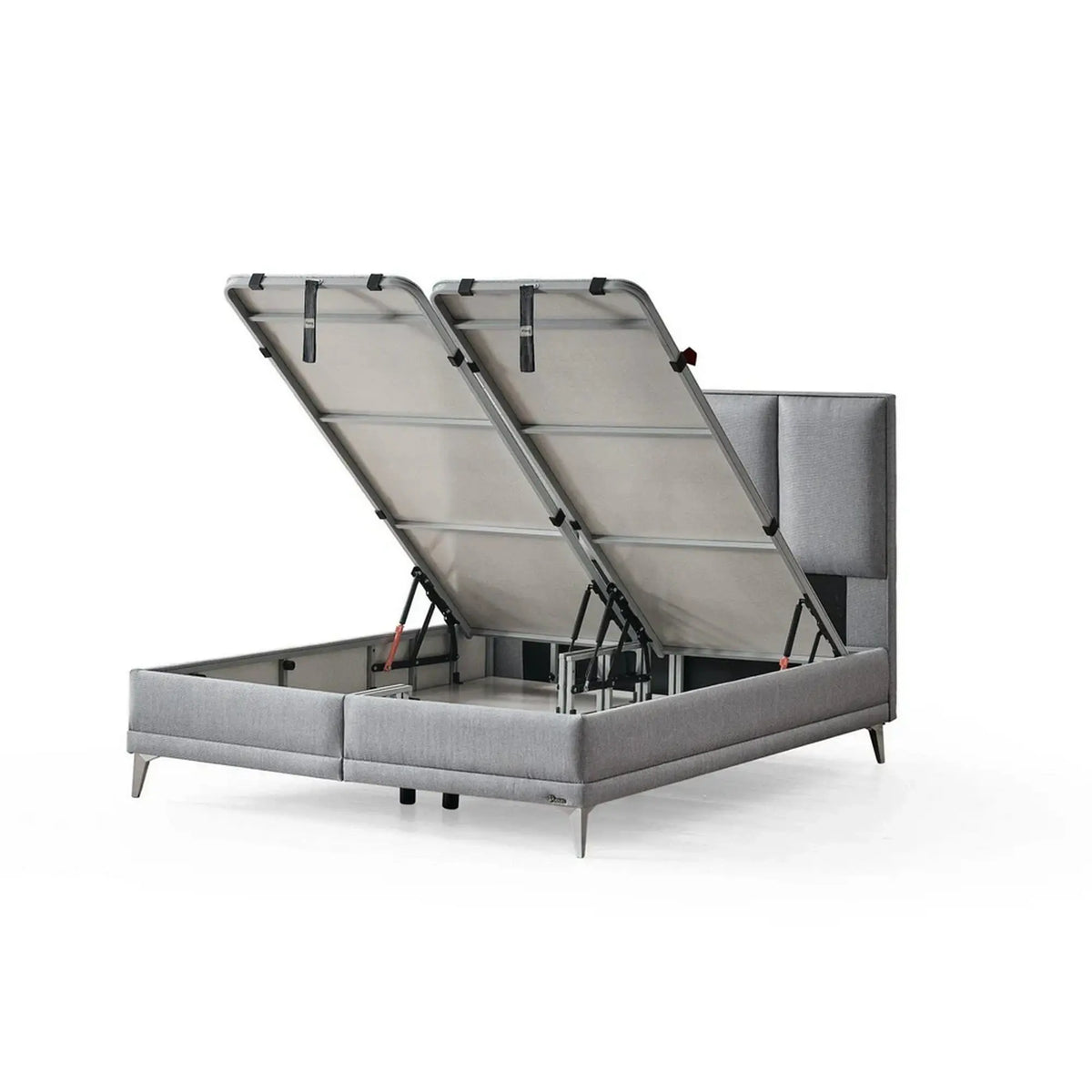 Pat COOL TOUCH 160x200, stofa gri - Noway E1055, cu somiera si spatiu depozitare