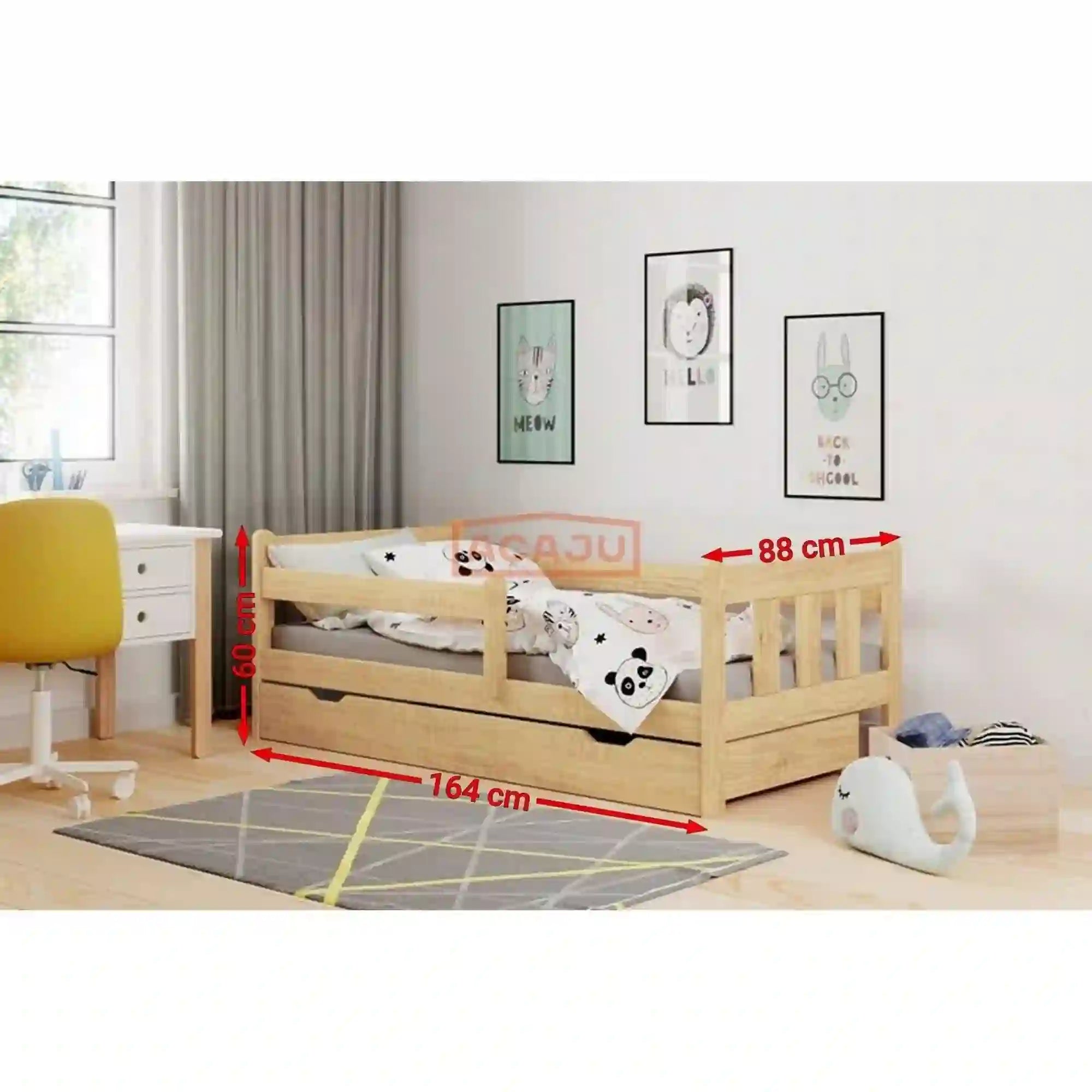 Pat copii Marinella 80x160, pin, PAL, cu somiera
