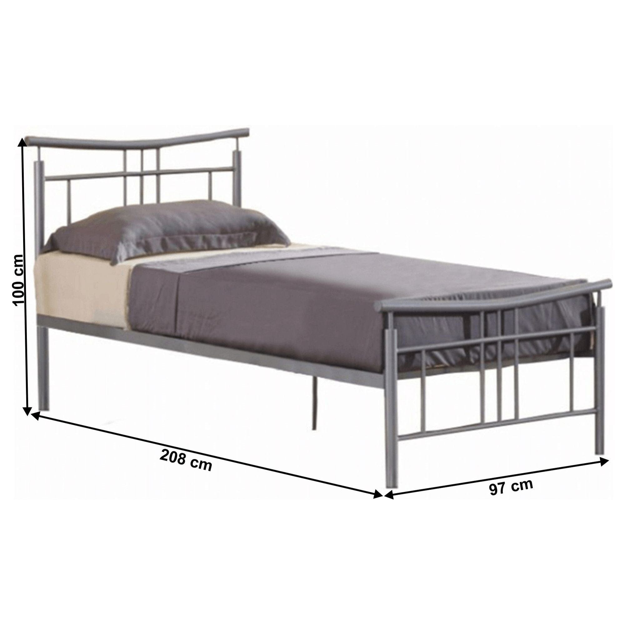Pat DORADO NEW 90x200, gri, metal, cu somiera