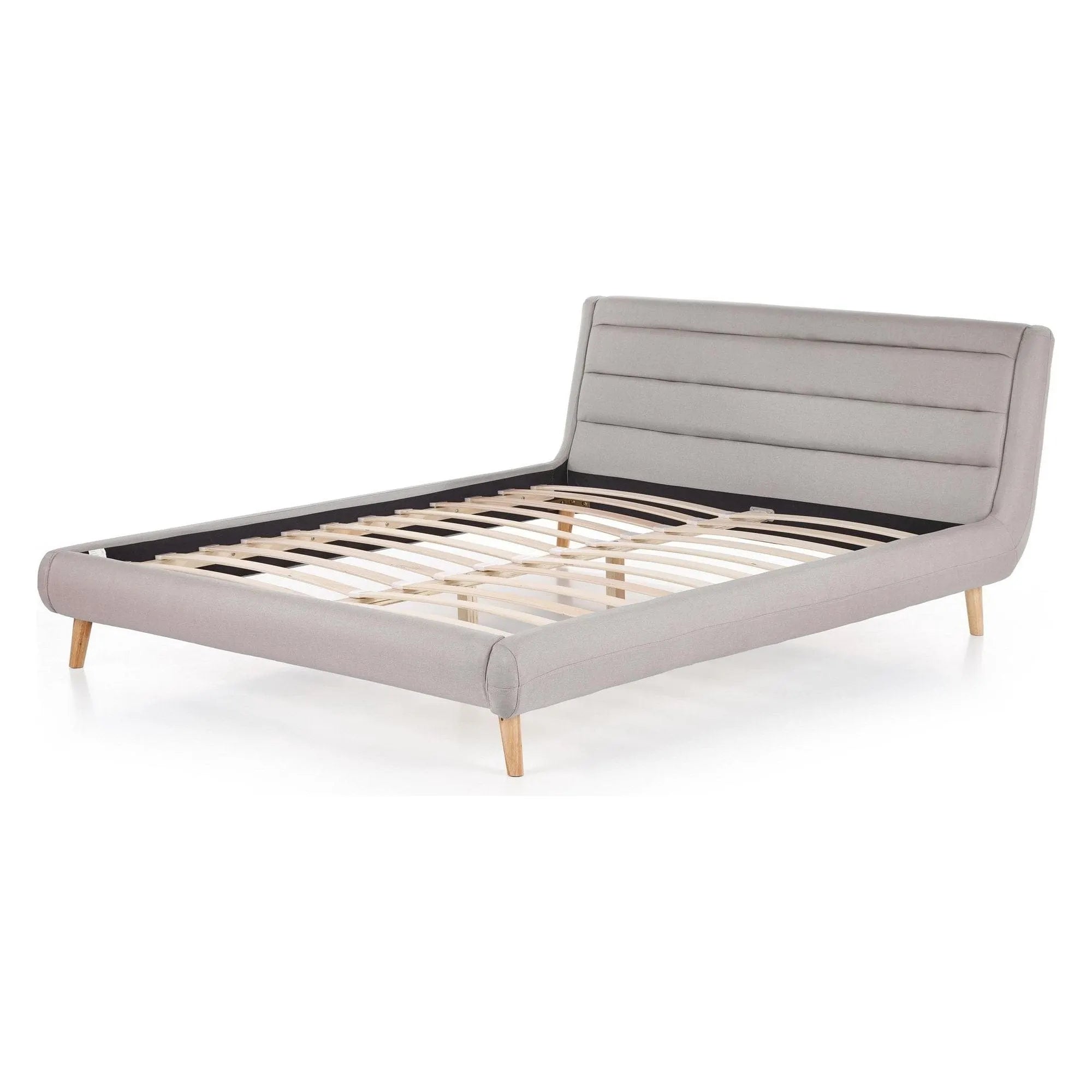 Pat Elanda 140x200, stofa clasica gri deschis, cu somiera