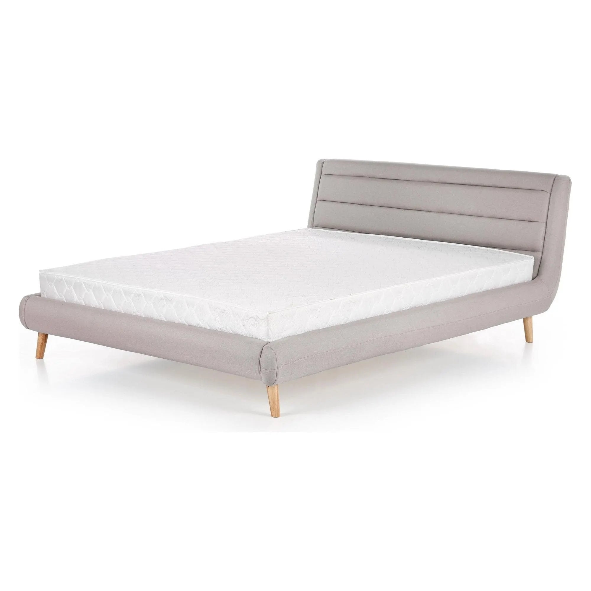 Pat Elanda 160x200, stofa clasica gri deschis, cu somiera