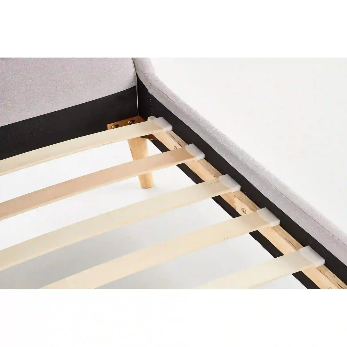 Pat Elanda 160x200, stofa clasica gri deschis, cu somiera