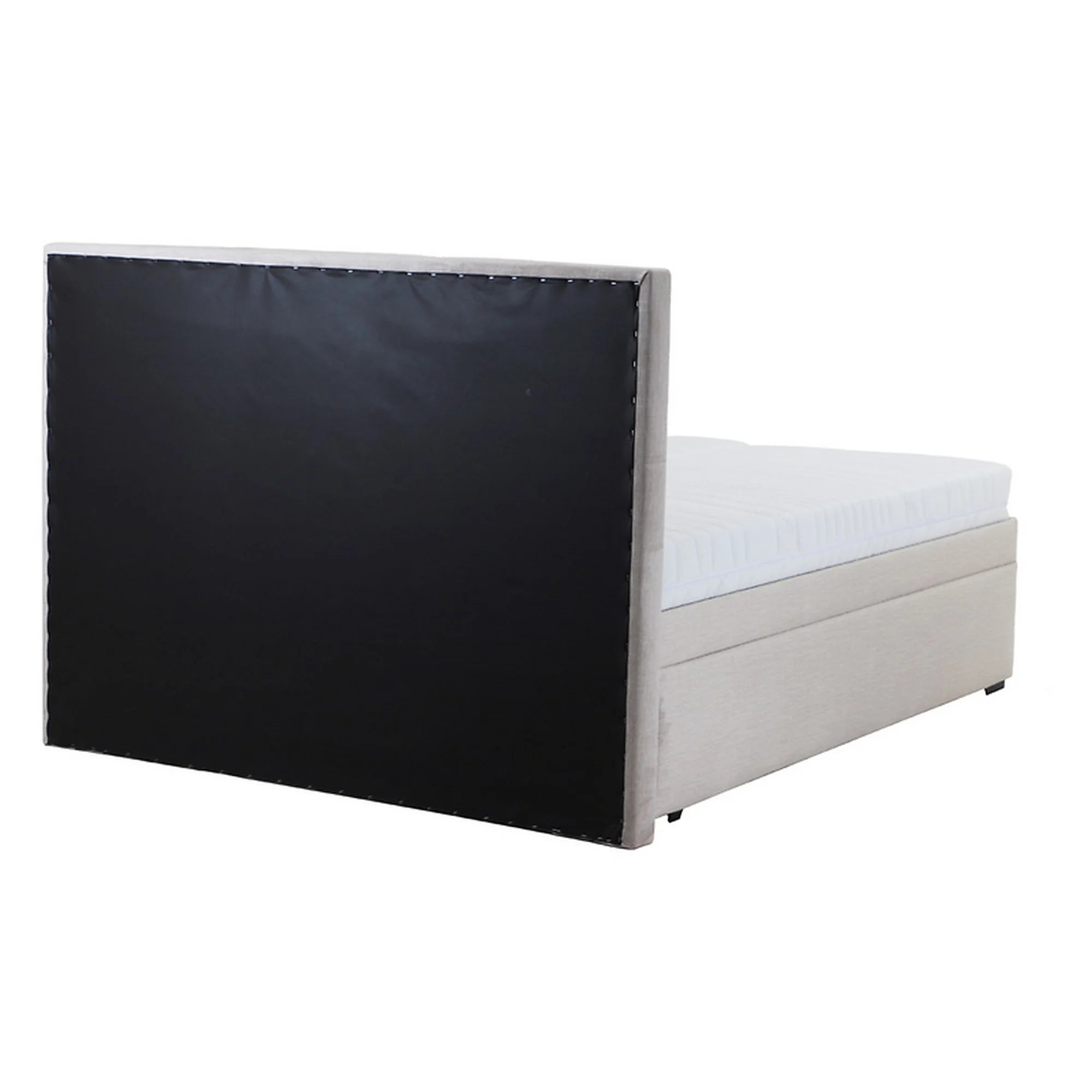 Pat ELLA 160x200, stofa catifelata bej - Voss 28, cu somiera si spatiu depozitare