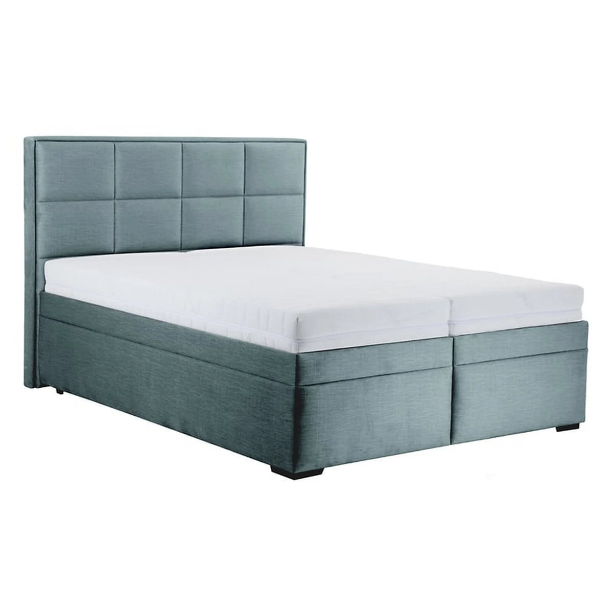 Pat ELLA 160x200, stofa catifelata verde menta - Voss 84, cu somiera si spatiu depozitare