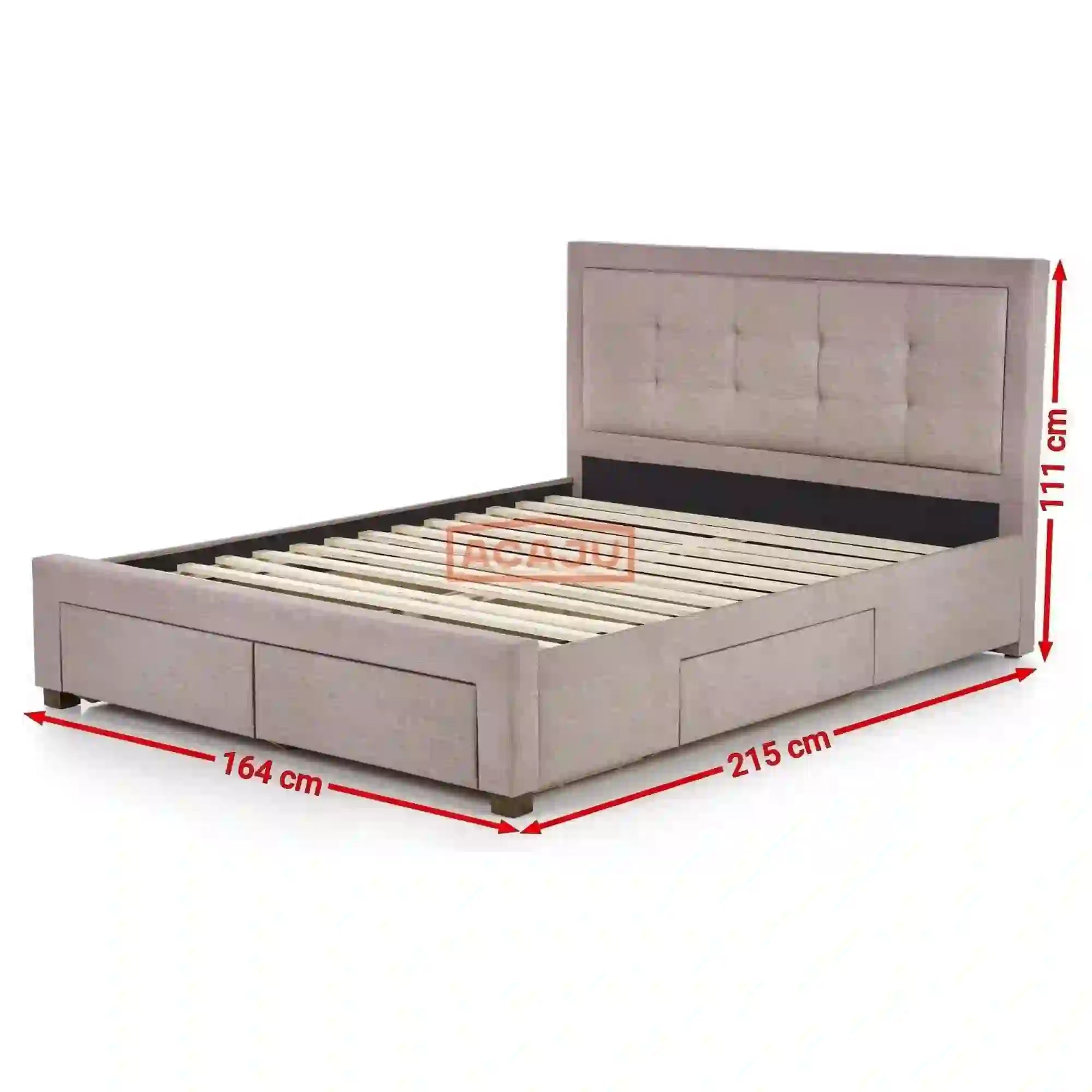 Pat Evora 160x200, stofa clasica bej, cu somiera si spatiu depozitare