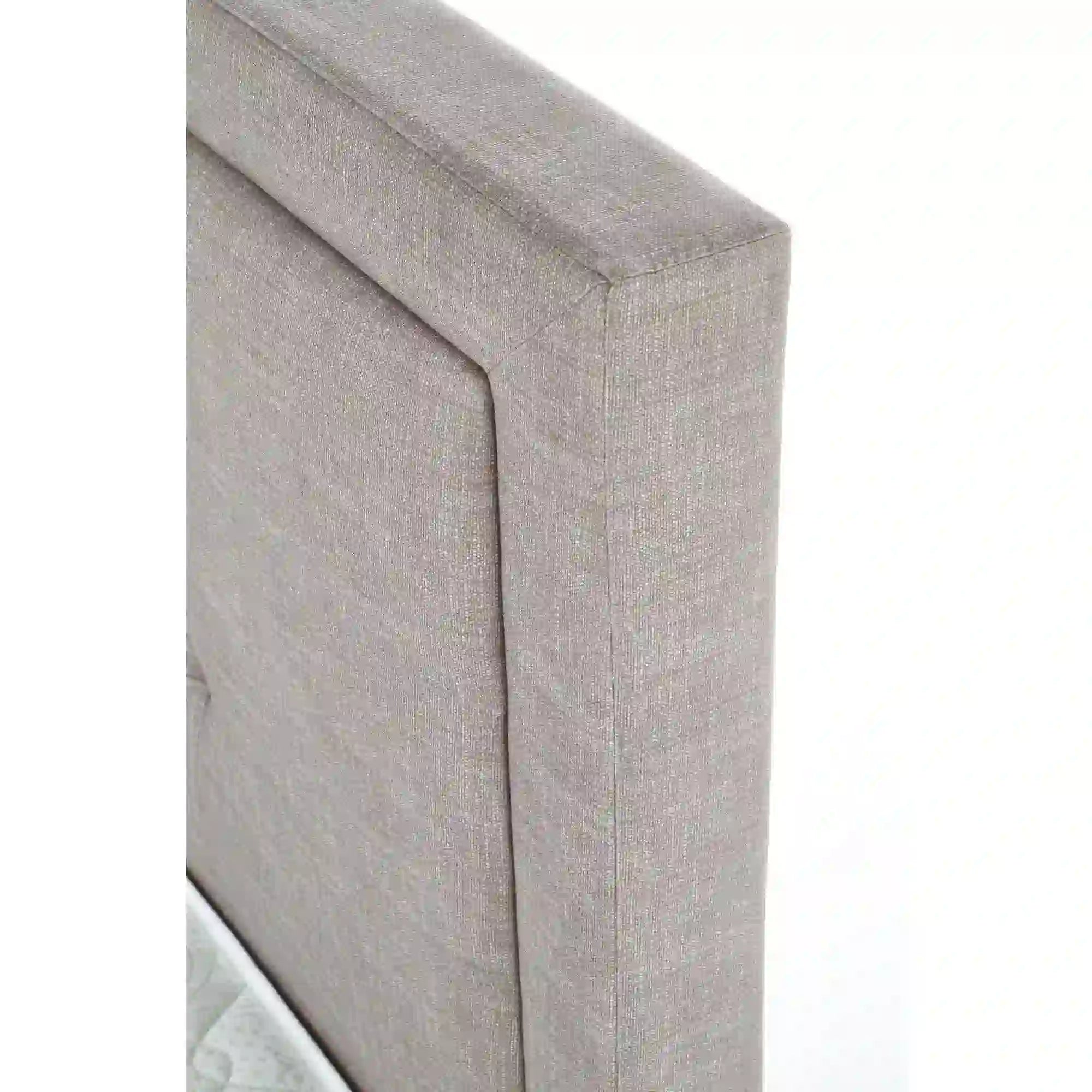 Pat Evora 160x200, stofa clasica bej, cu somiera si spatiu depozitare