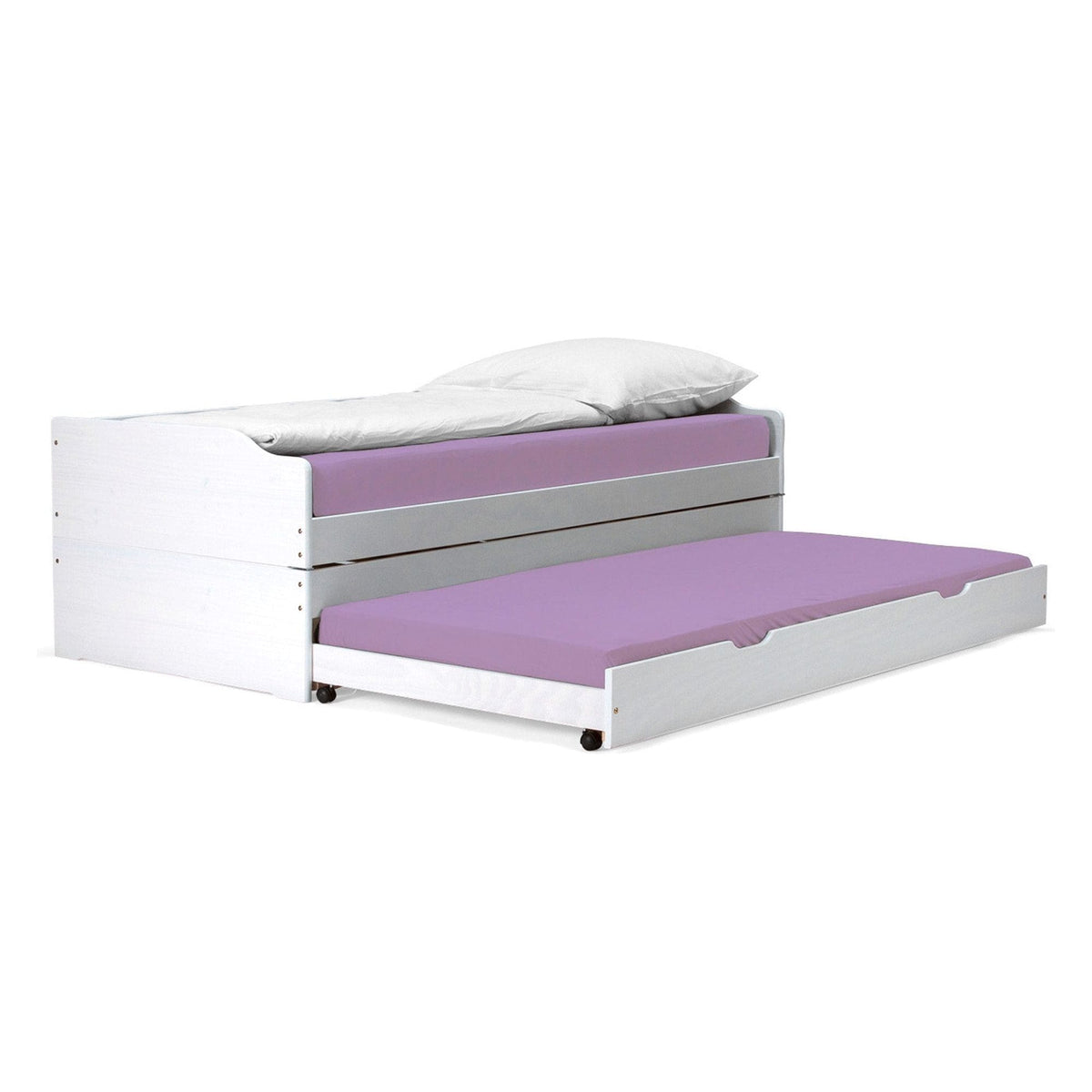 Pat extensibil FLOPY 90x200, alb, lemn, cu somiera