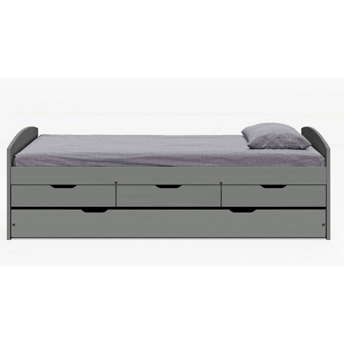 Pat extensibil MARINELLA NEW 90x200, gri, lemn/metal, cu somiera si sertare