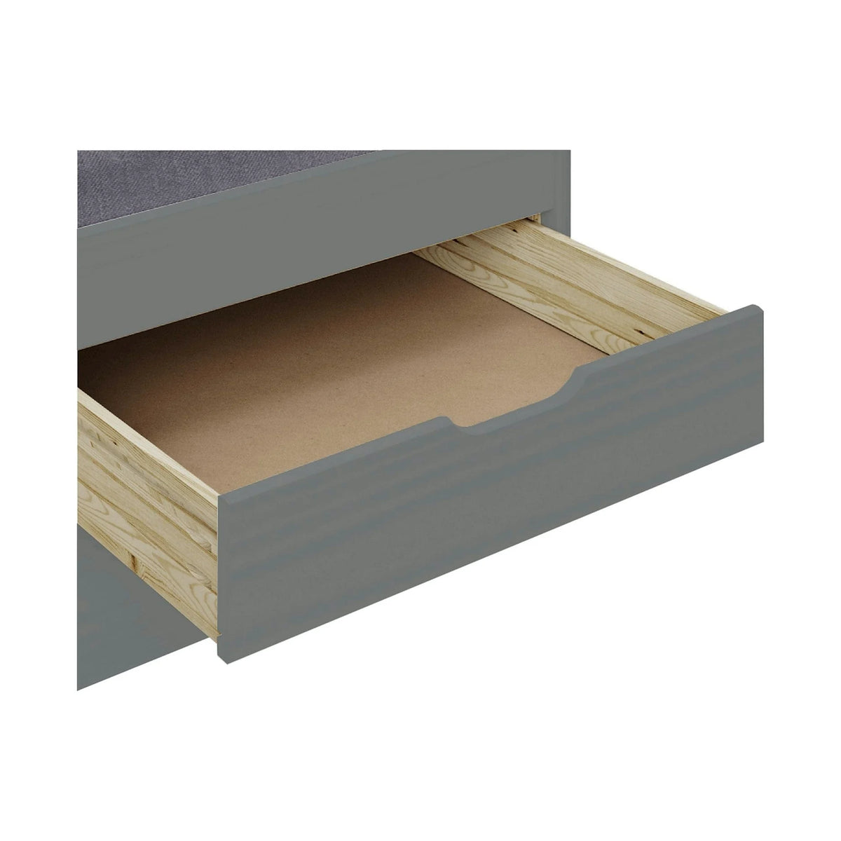 Pat extensibil MARINELLA NEW 90x200, gri, lemn/metal, cu somiera si sertare