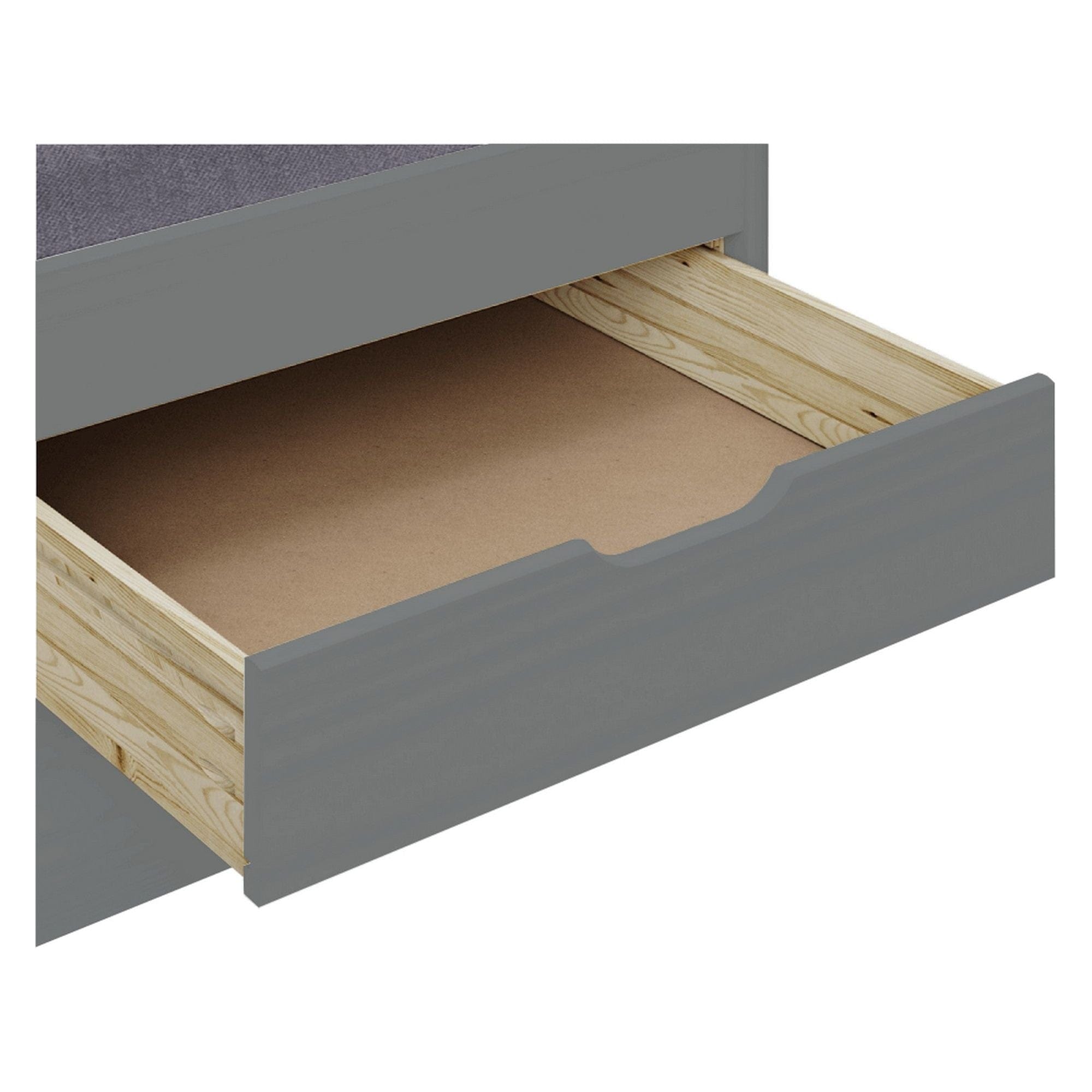 Pat extensibil MARINELLA NEW 90x200, gri, lemn/metal, cu somiera si sertare