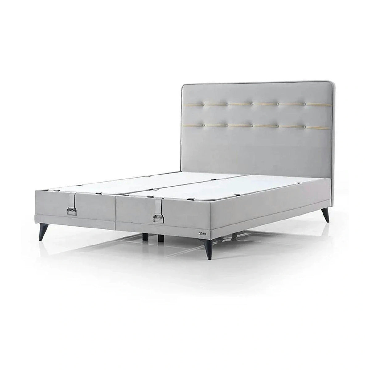 Pat FLEXFIT 160x200, stofa catifelata gri deschis - Evo 1055, cu somiera si spatiu depozitare