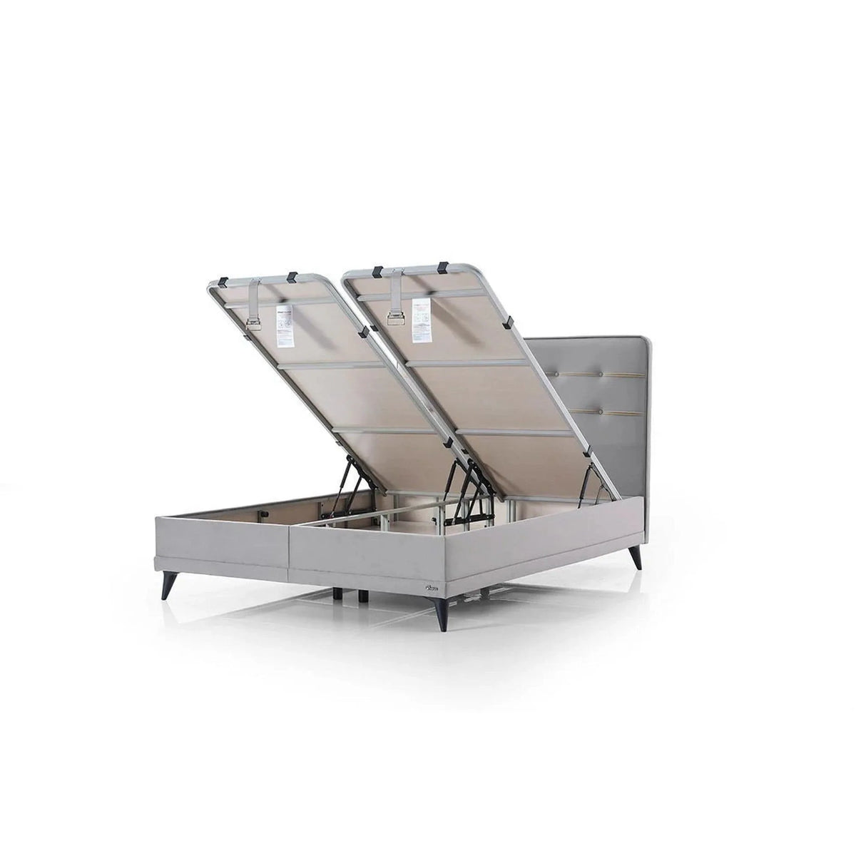 Pat FLEXFIT 160x200, stofa catifelata gri deschis - Evo 1055, cu somiera si spatiu depozitare