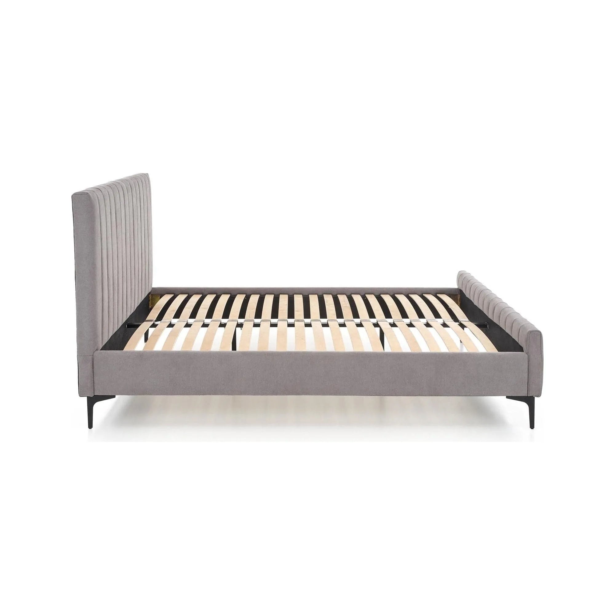 Pat FRANCESCA 160x200, stofa clasica gri, cu somiera