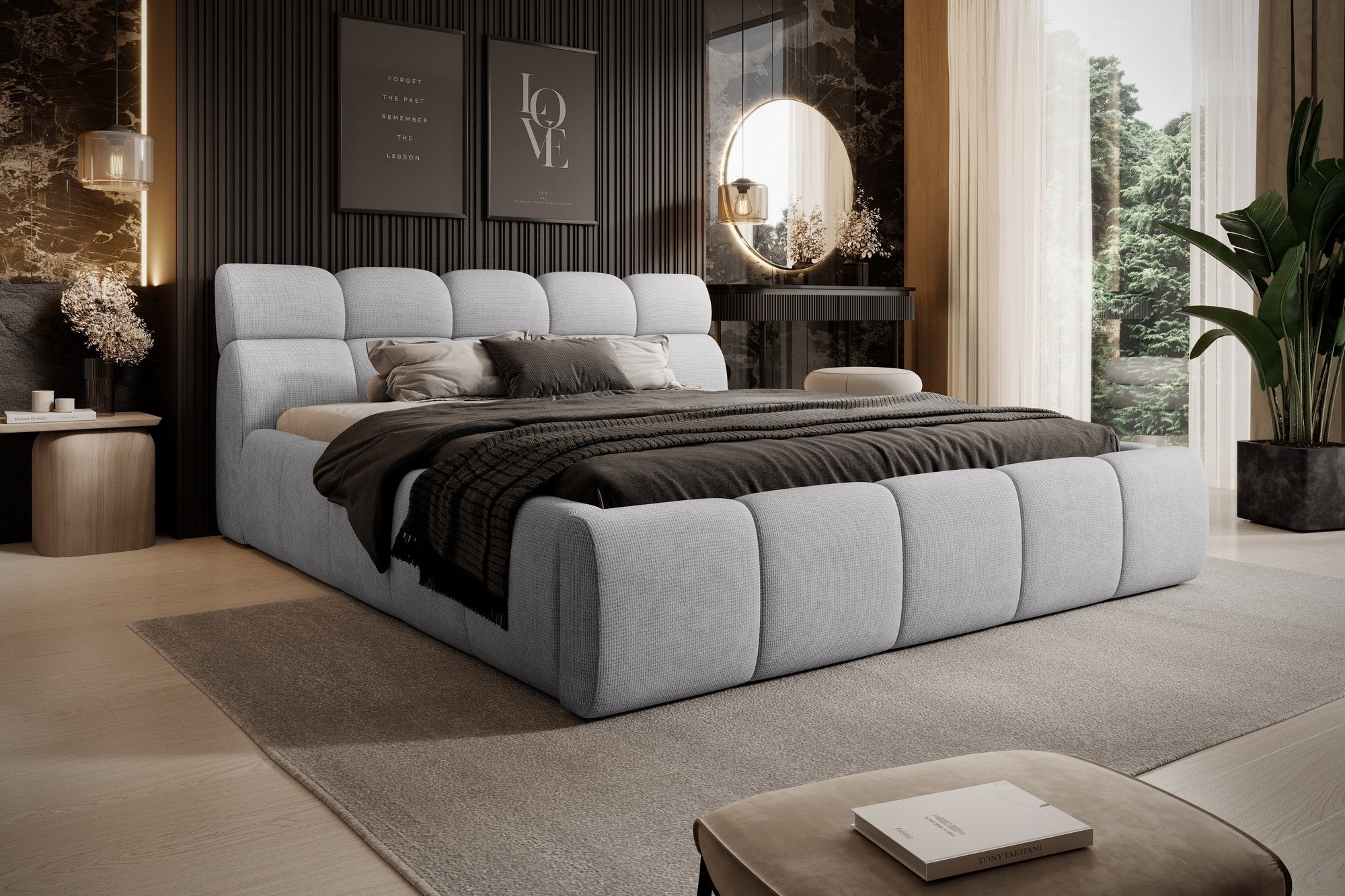 Pat GIULIA 160x200, personalizabil materiale Gama Premium, cu spatiu depozitare, somiera metalica si pistoane