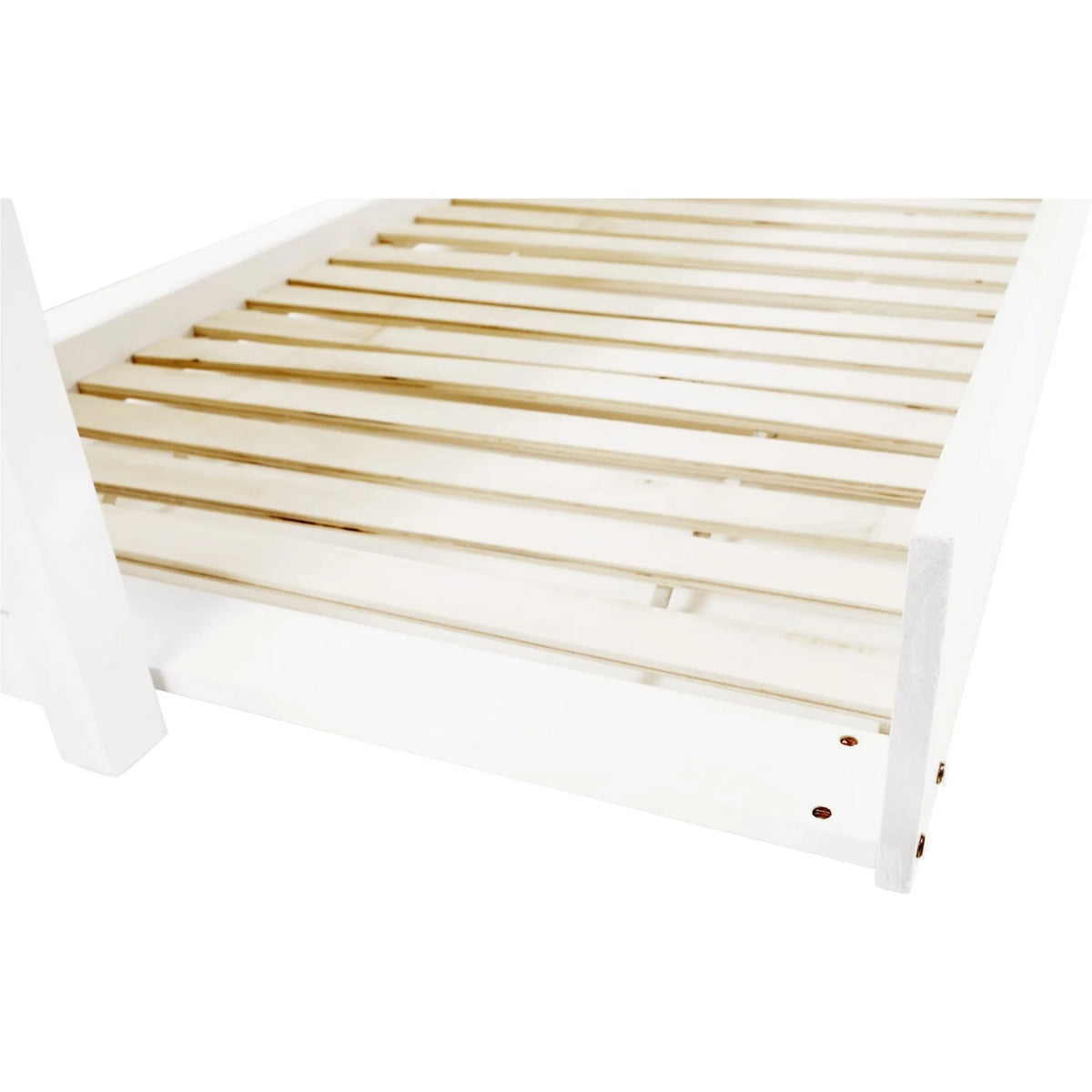 Pat GLAMIS 90x200, alb, lemn/placaj, cu somiera si pat suplimentar