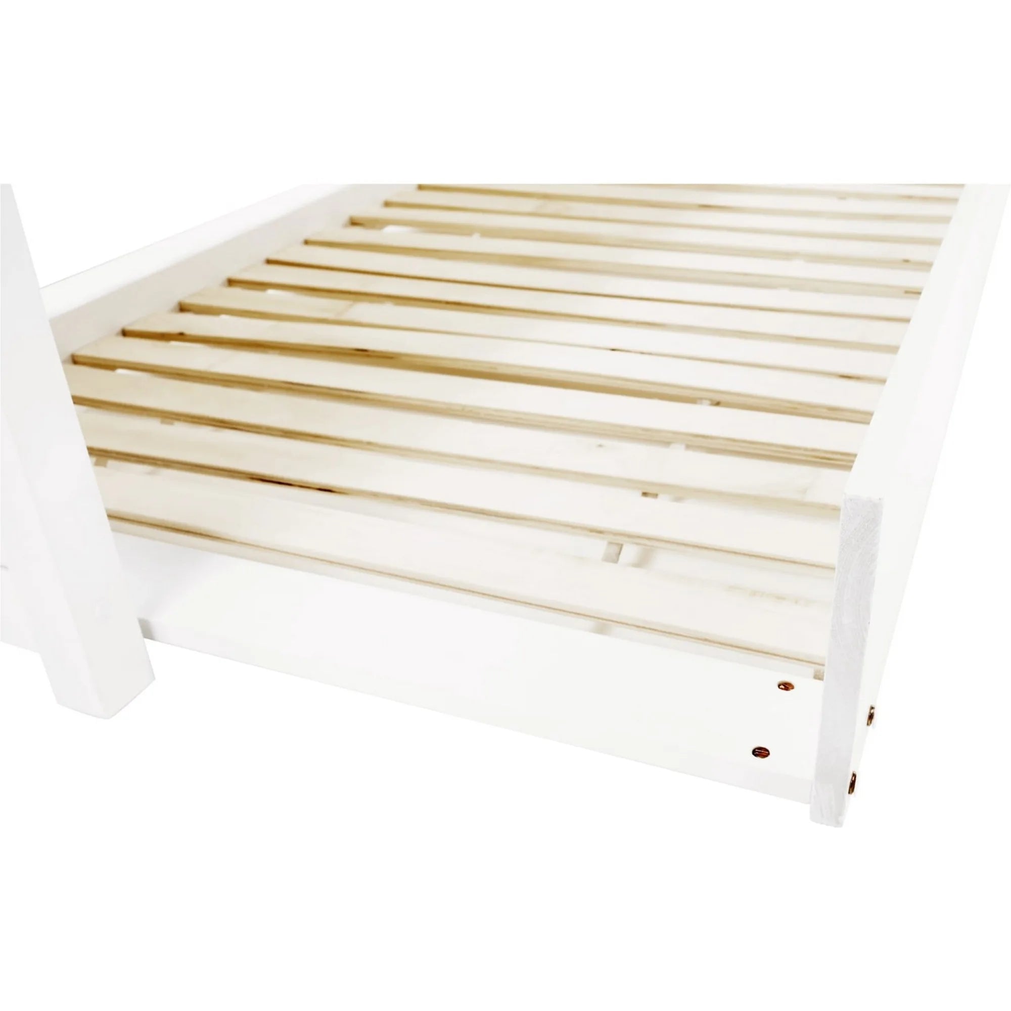 Pat GLAMIS 90x200, alb, lemn/placaj, cu somiera si pat suplimentar