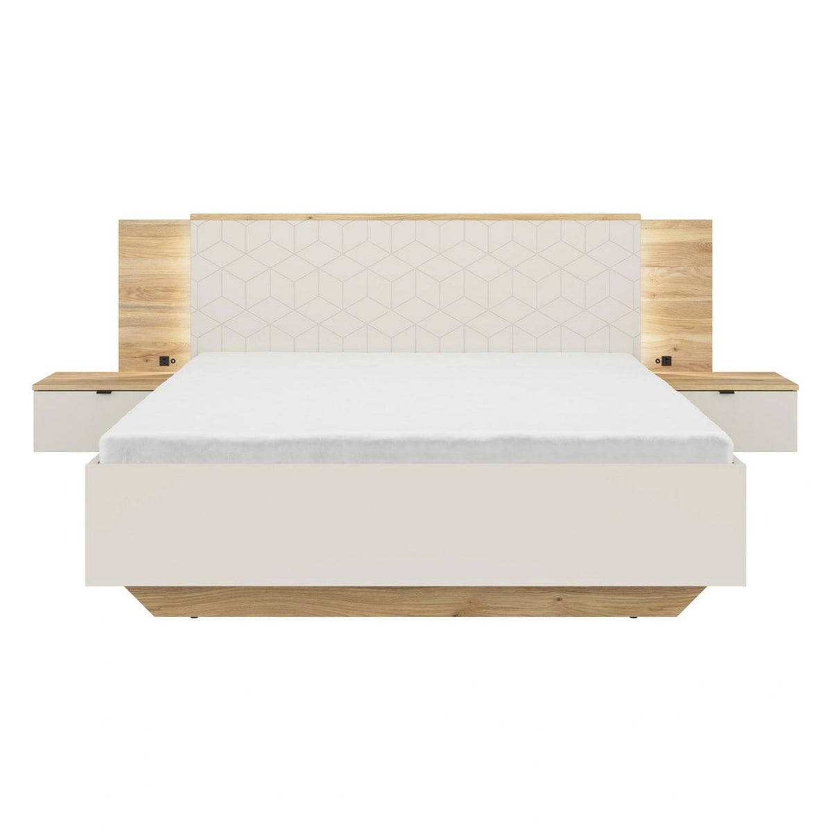 Pat GLAMOUR 160x200, casmir/stejar, PAL, cu somiera