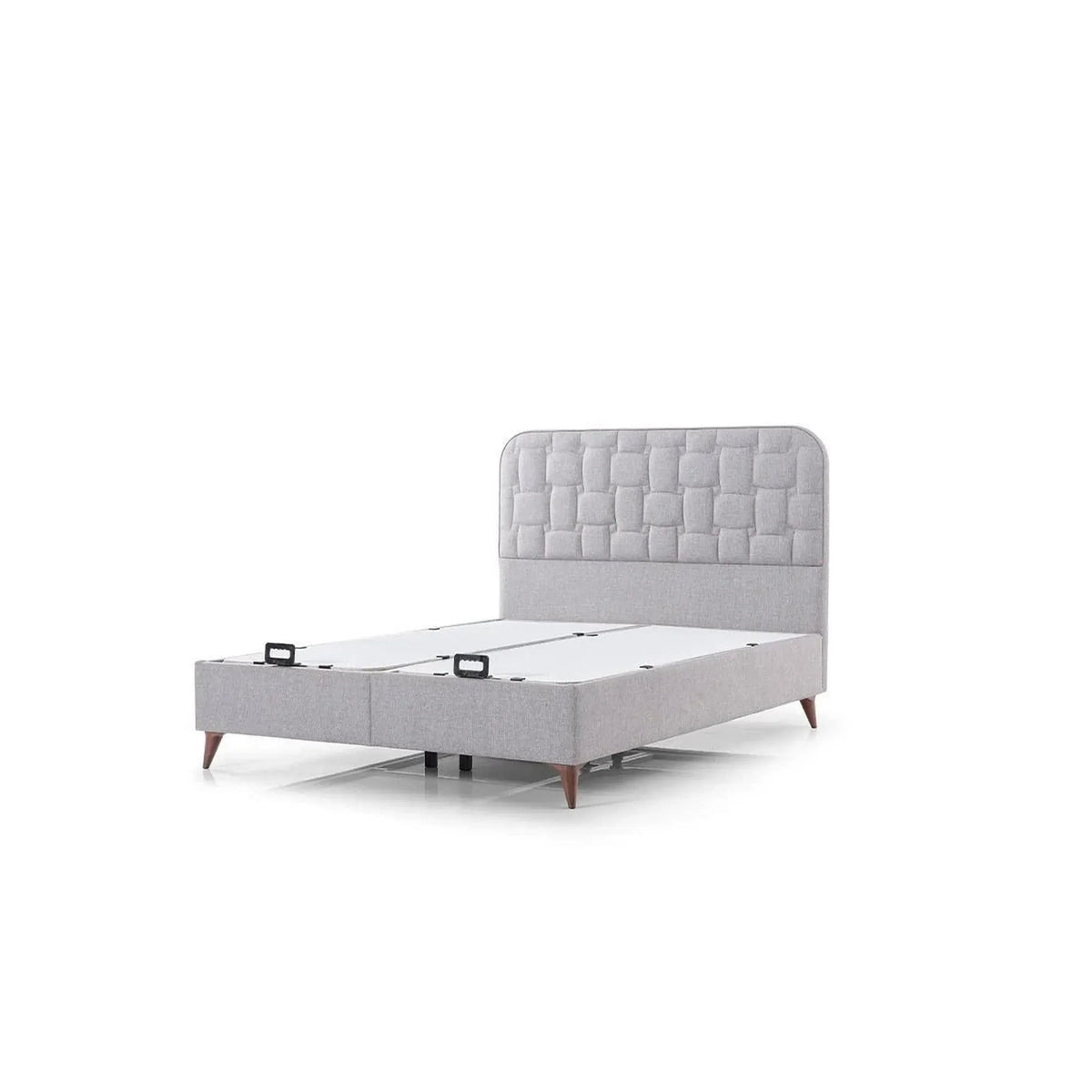 Pat INFINITY 160x200, stofa clasica gri - Linum 660, cu somiera si spatiu depozitare