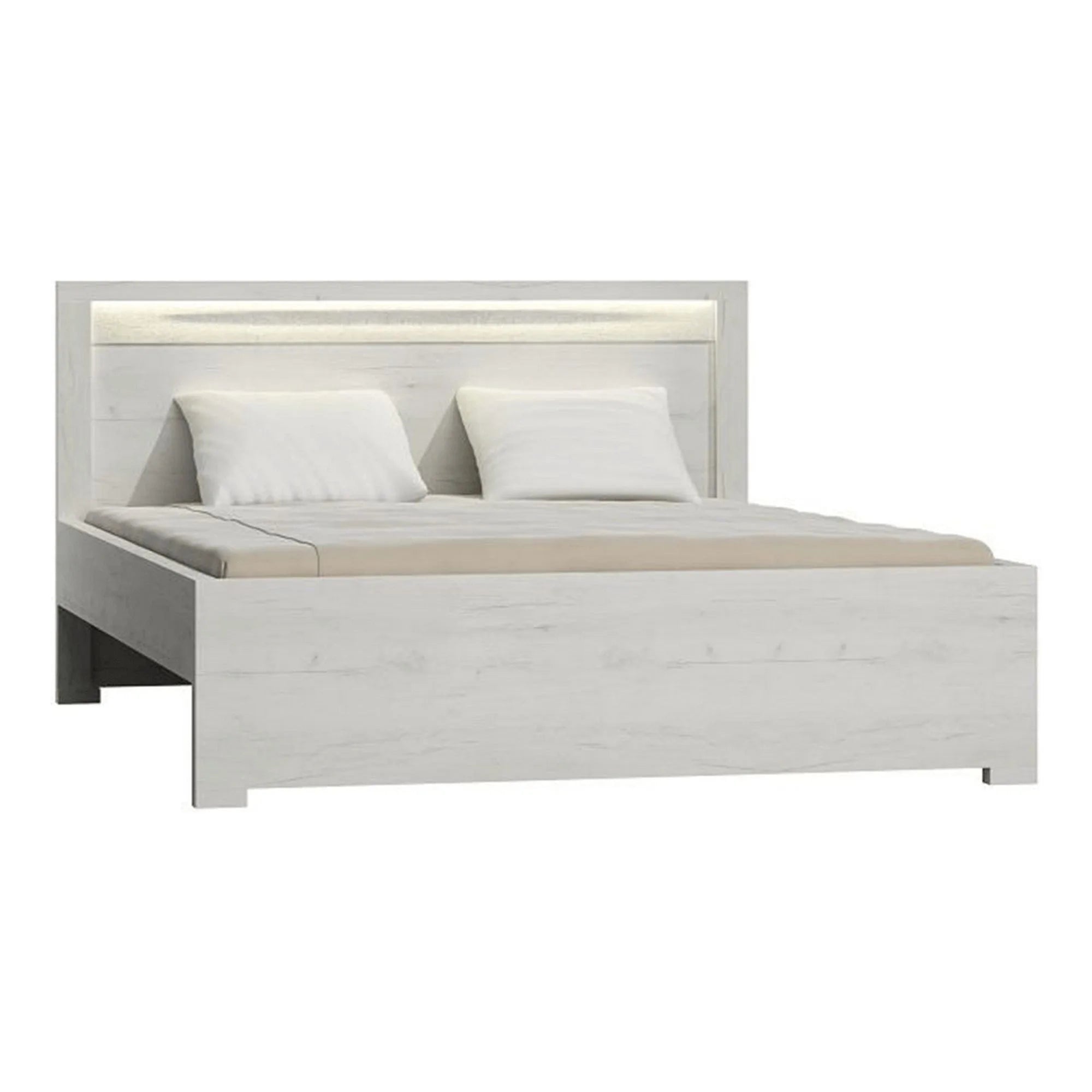 Pat INFINITY I-19 160x200, frasin alb, PAL melaminat, cu somiera