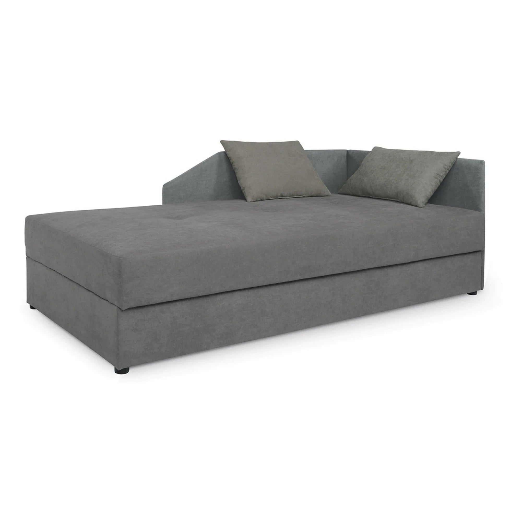 Pat KELO, stofa gri - Toronto 14, cu saltea, somiera si spatiu depozitare