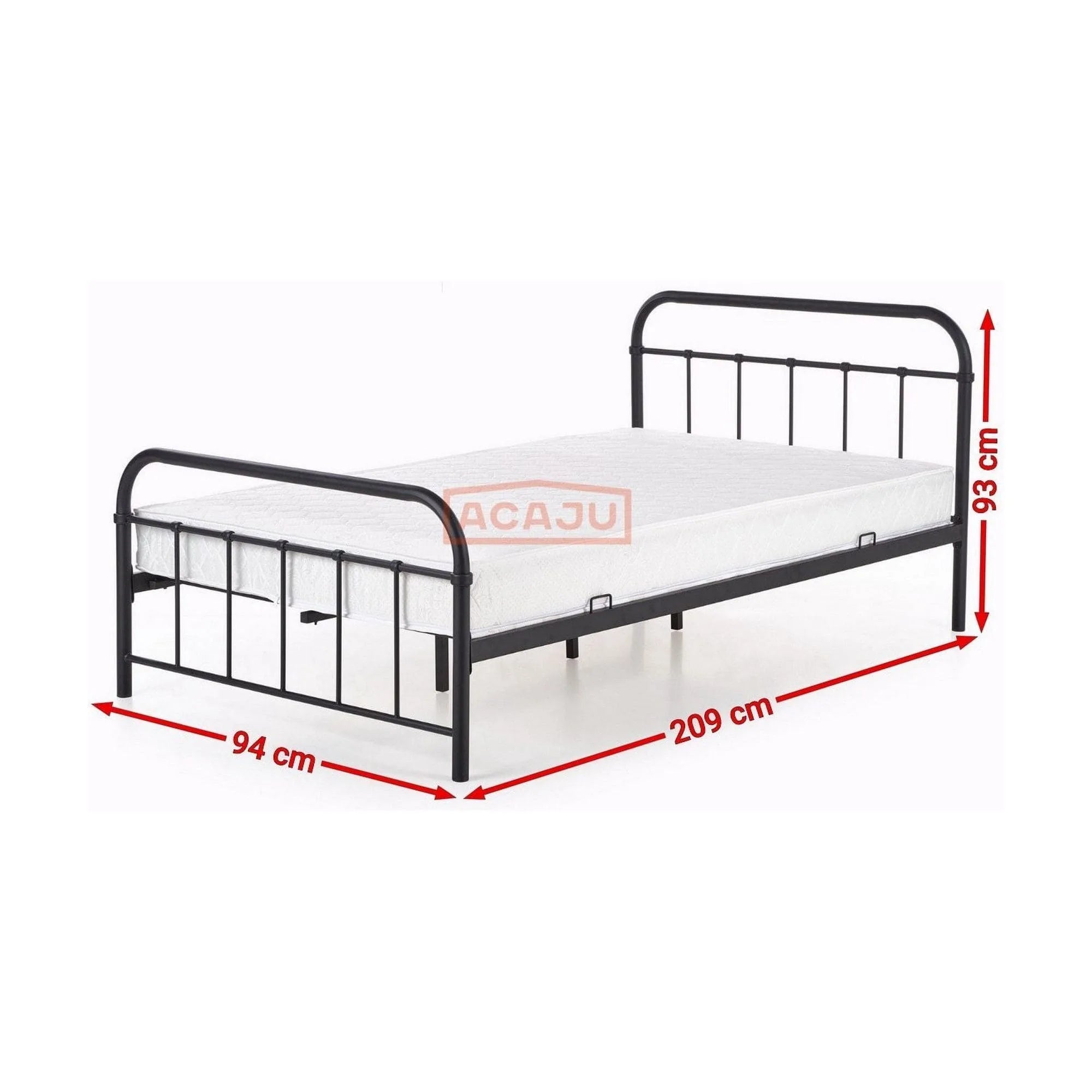 Pat Linda 120x200, negru, otel, cu somiera