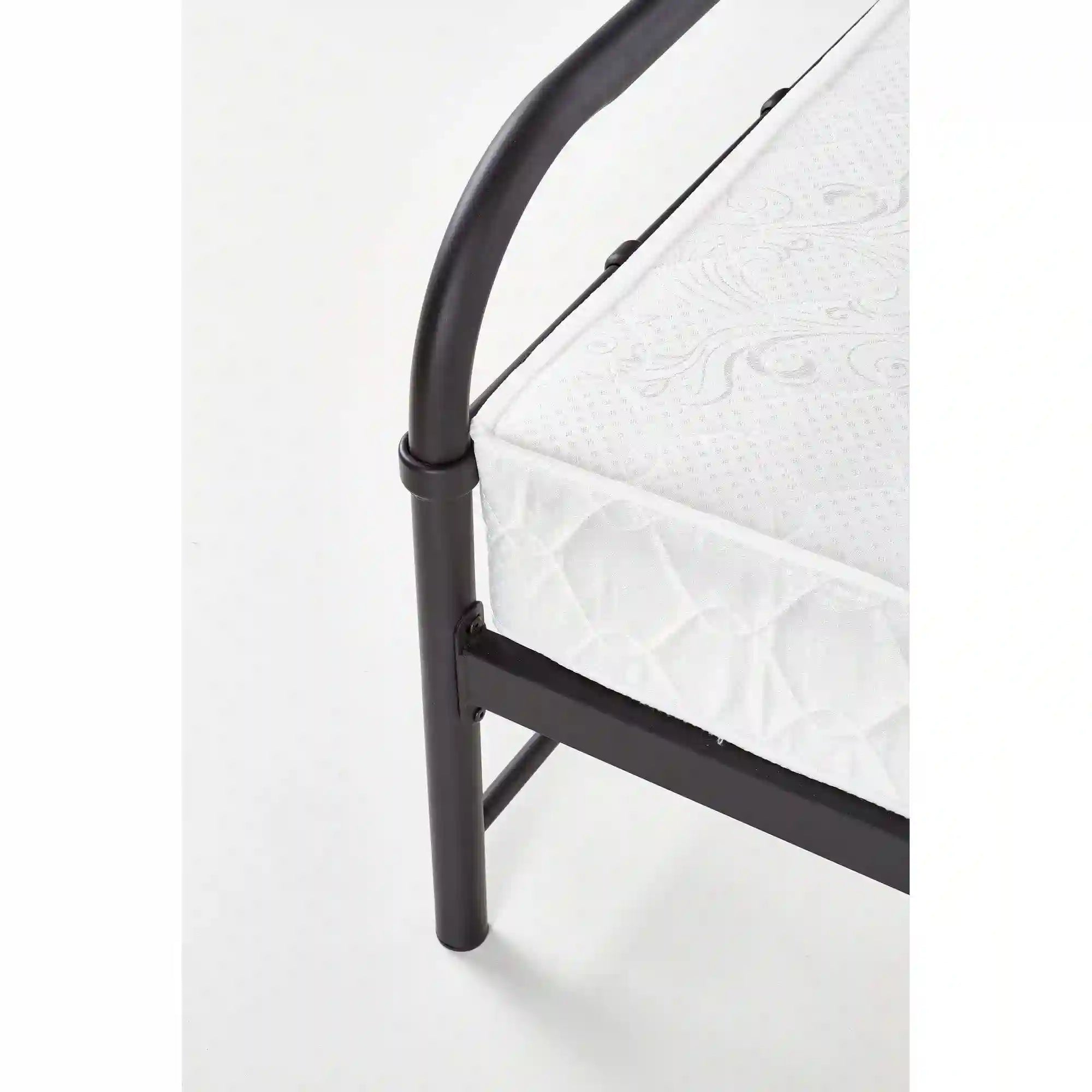 Pat metalic negru Linda 90x200, negru, otel, cu somiera