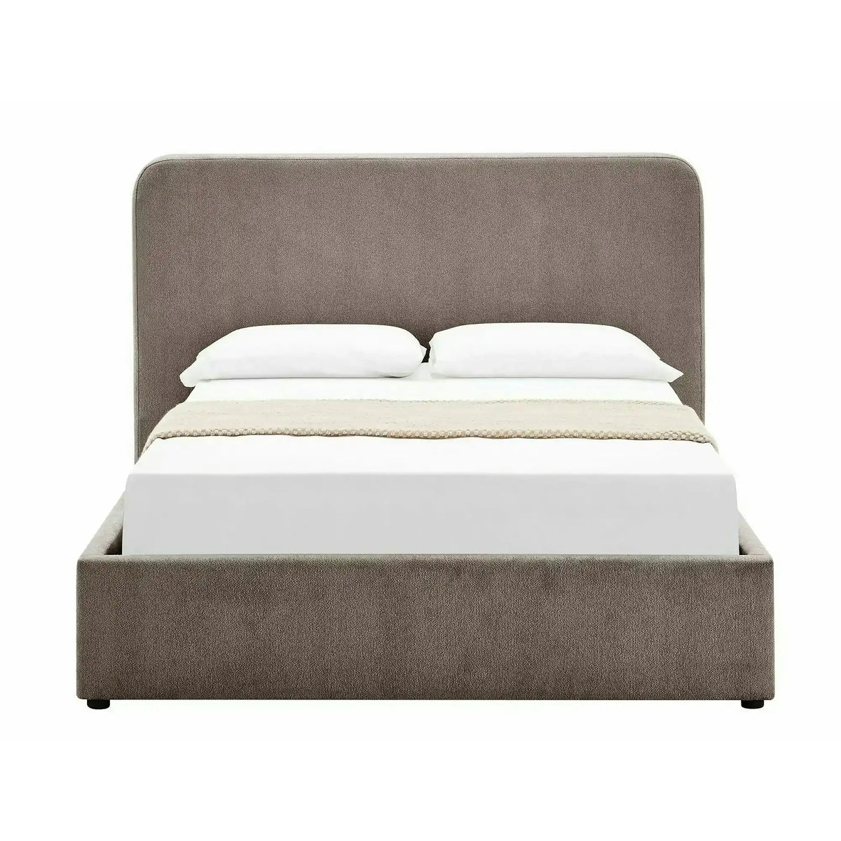 Pat LUMIA 140x200, bej închis, stofă, cu spațiu de depozitare