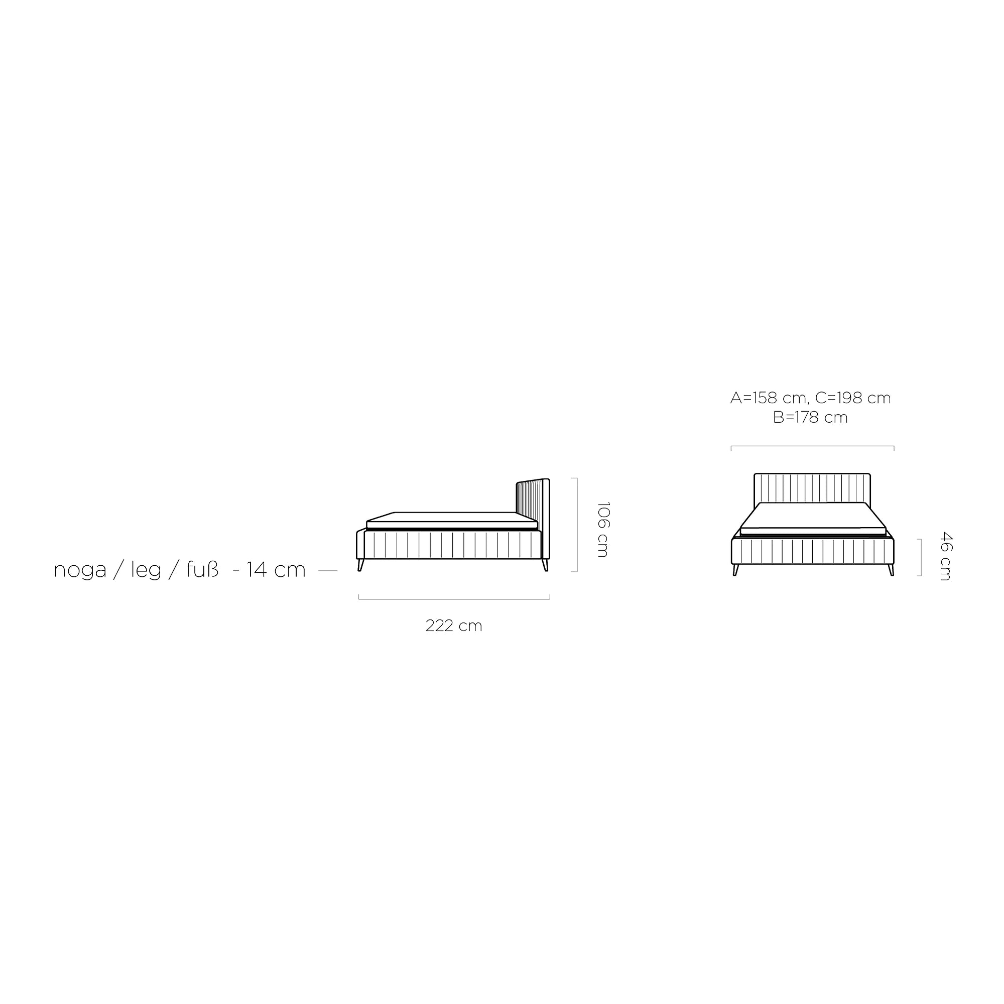 Pat MAGGIE SR 180x200, personalizabil, cu suport saltea si sistem de reglare