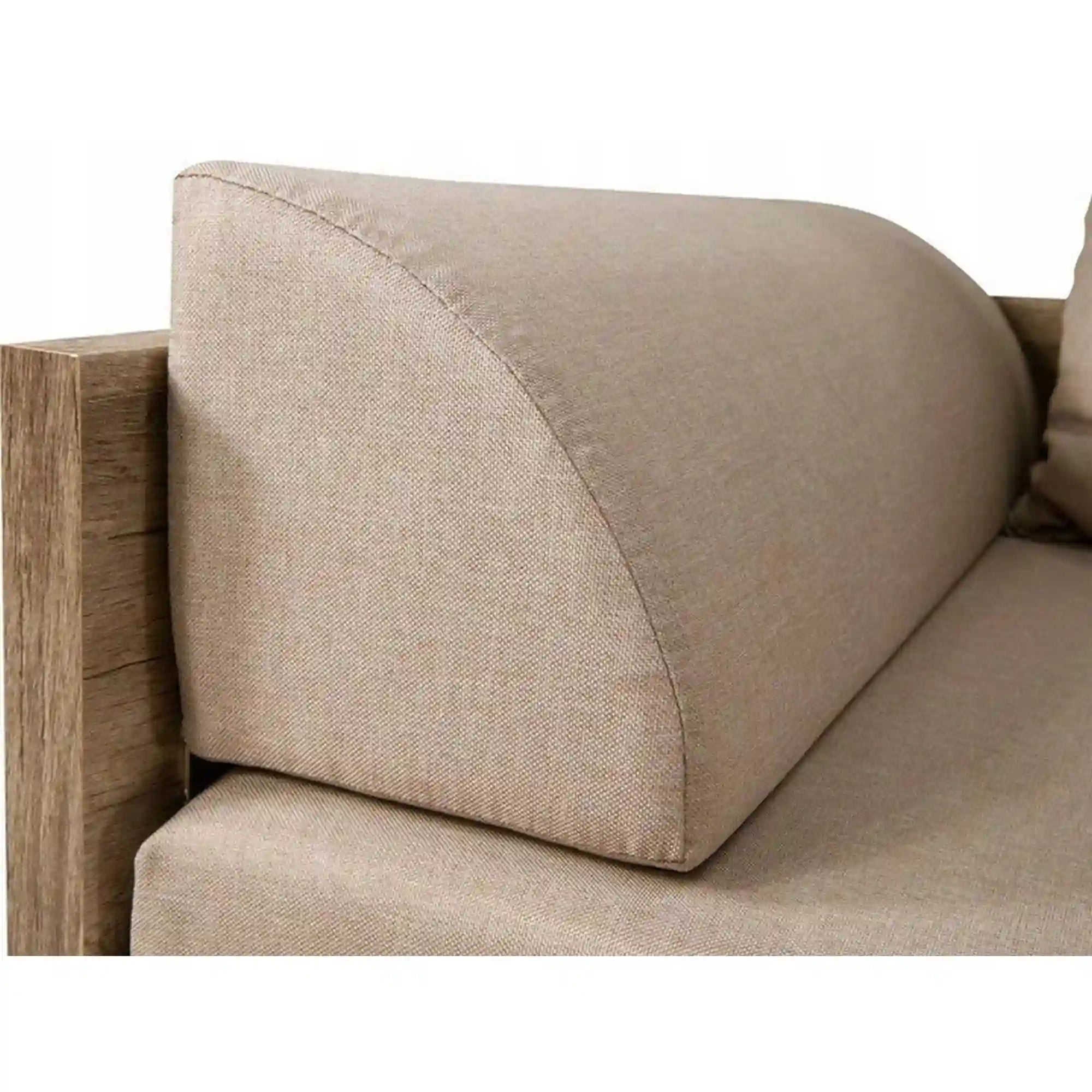 Pat MALCOLM 80/160x200, stejar/bej, PAL/stofa, cu saltea extensibila si spatiu depozitare