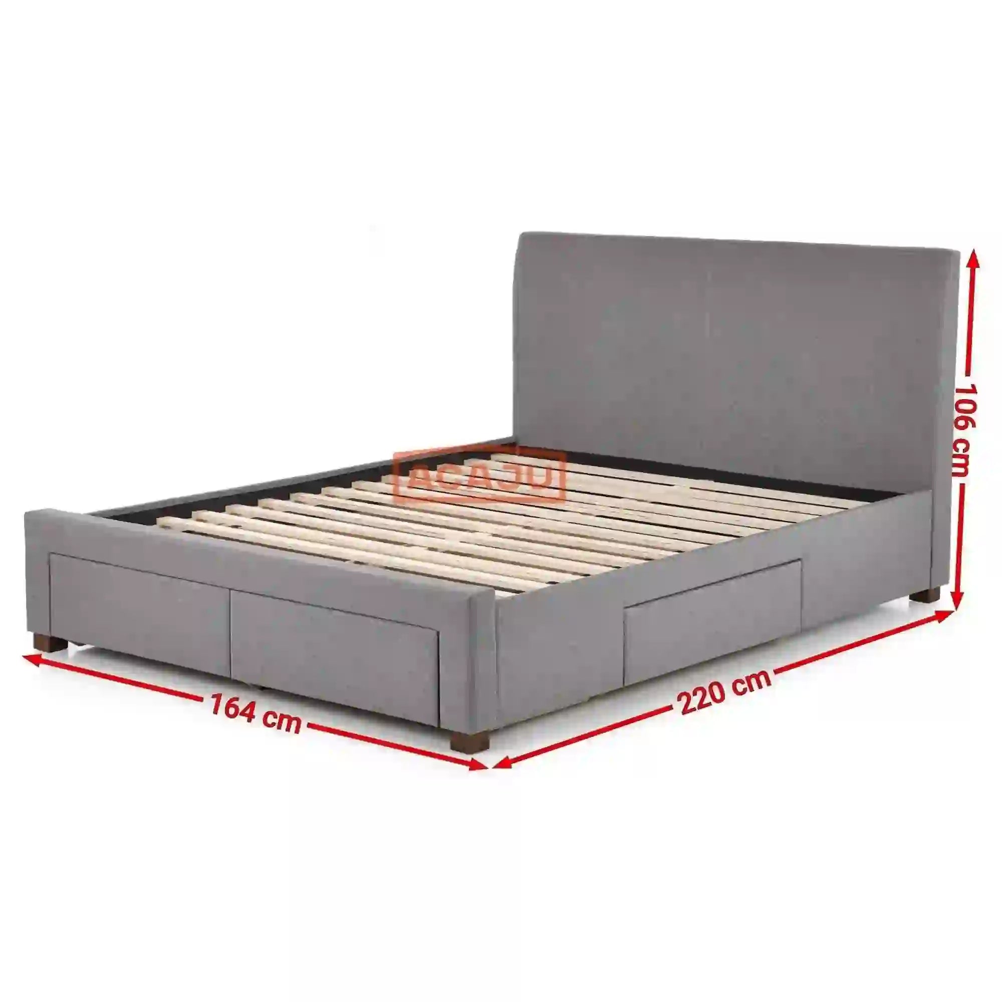 Pat MODENA 160x200, stofa clasica gri, cu somiera si spatiu depozitare