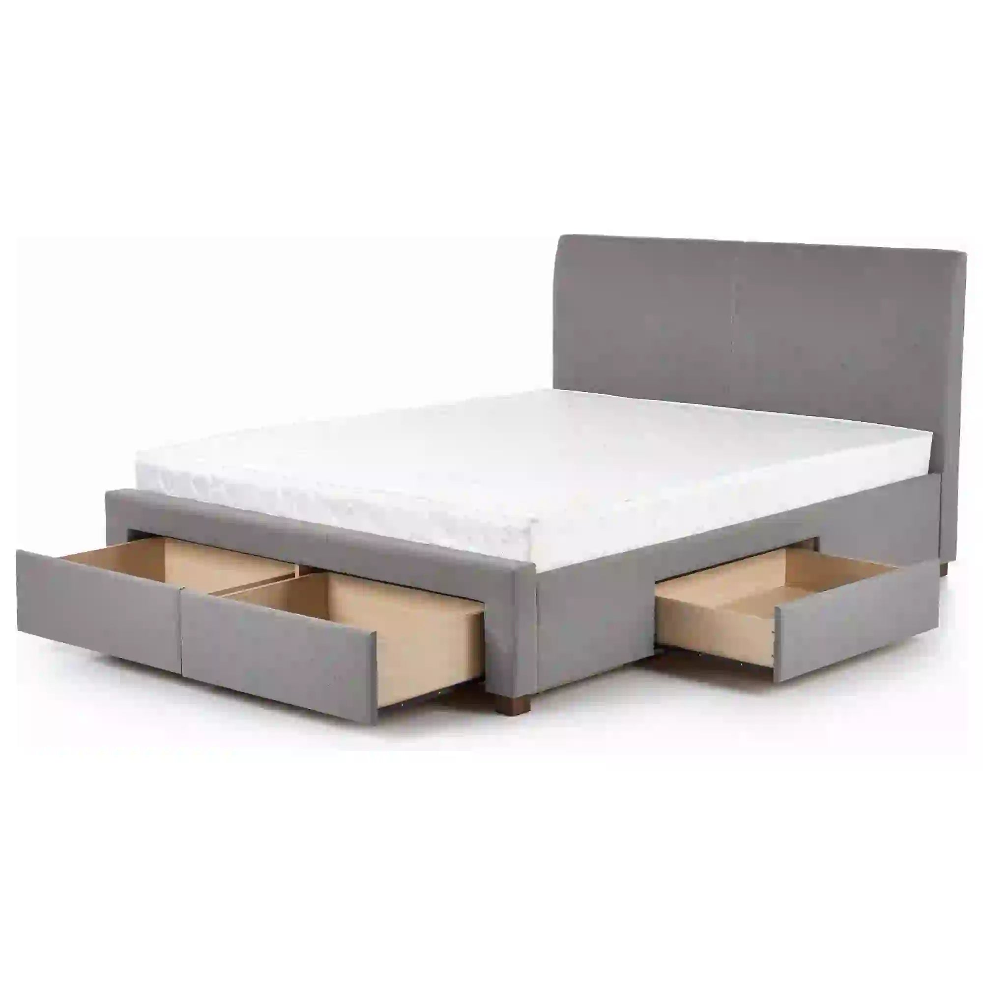 Pat MODENA 160x200, stofa clasica gri, cu somiera si spatiu depozitare