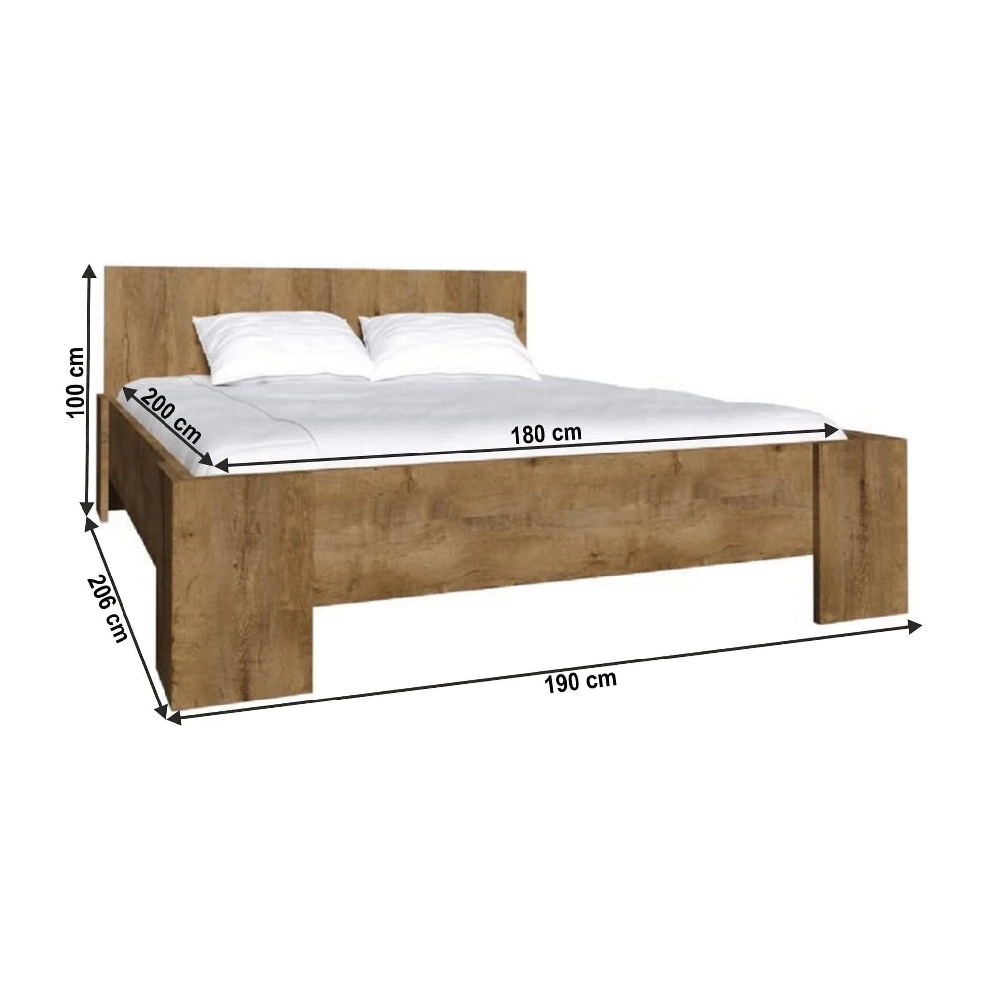 Pat MONTANA L2 180x200, stejar lefkas inchis, PAL melaminat, cu somiera