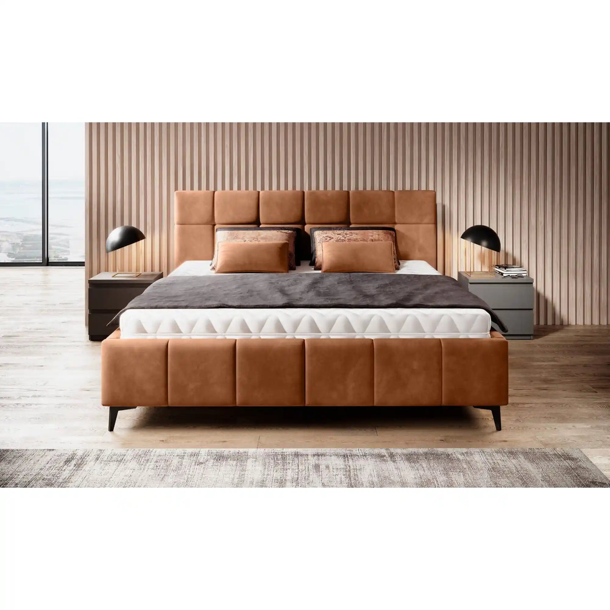 Pat NAOMI SR 140x200, personalizabil materiale gama Oferta Avantaj, somiera metalica si sistem de reglare a picioarelor