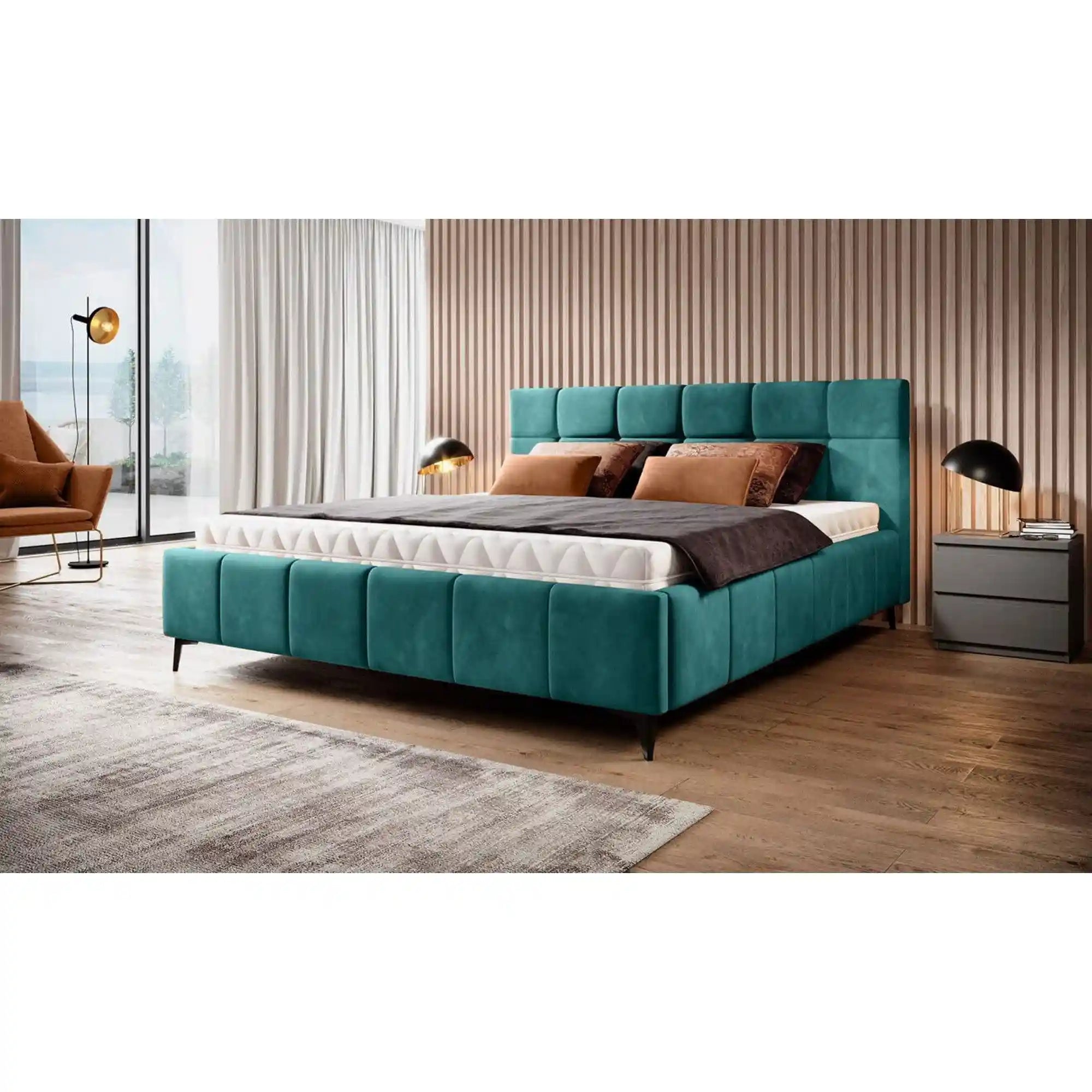 Pat NAOMI SR 160x200, personalizabil materiale gama Oferta Avantaj, suport saltea si sistem de reglare a picioarelor