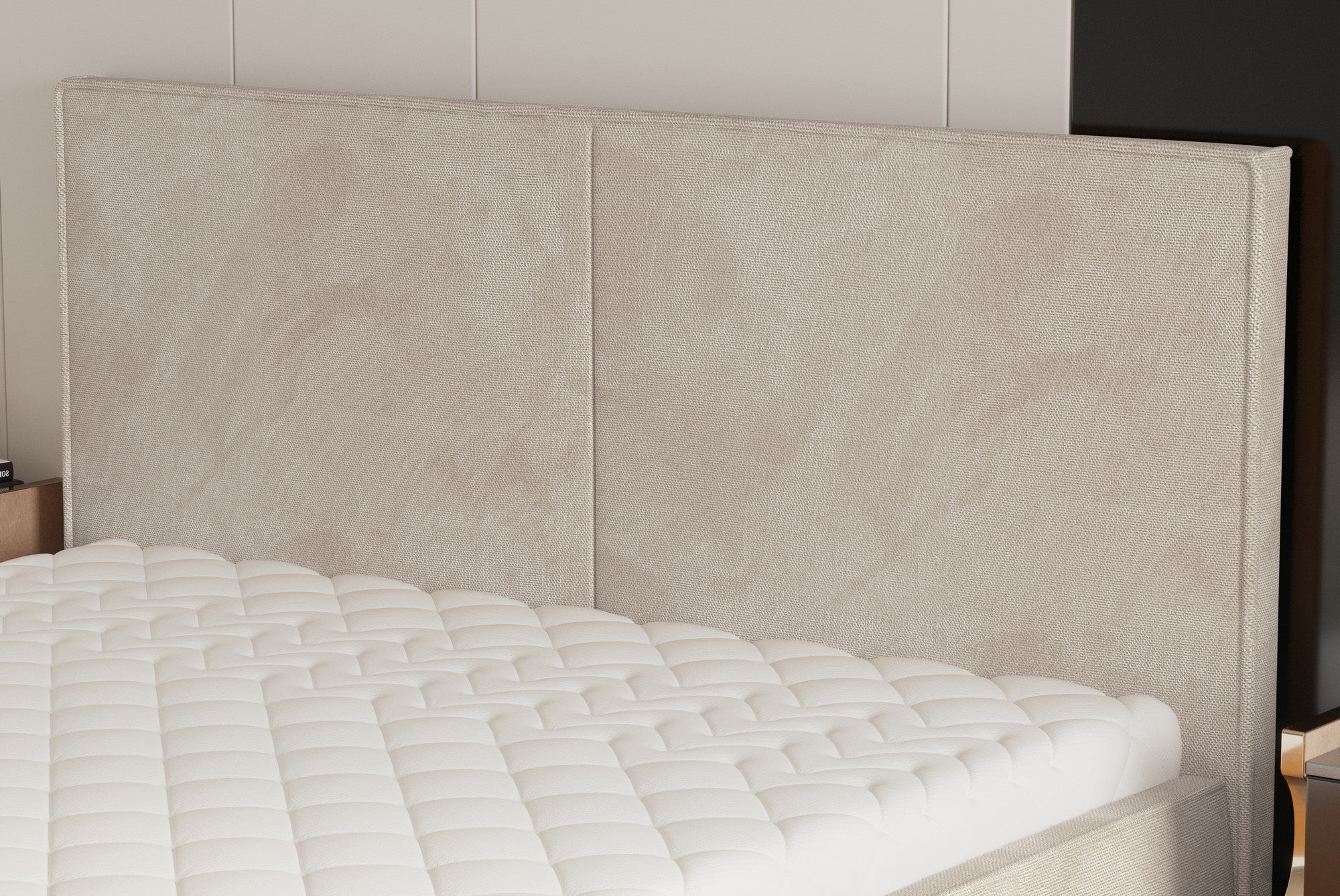 Pat NICOLE 160x200, personalizabil materiale gama Oferta Avantaj, cu somiera metalica, lada depozitare si pistoane