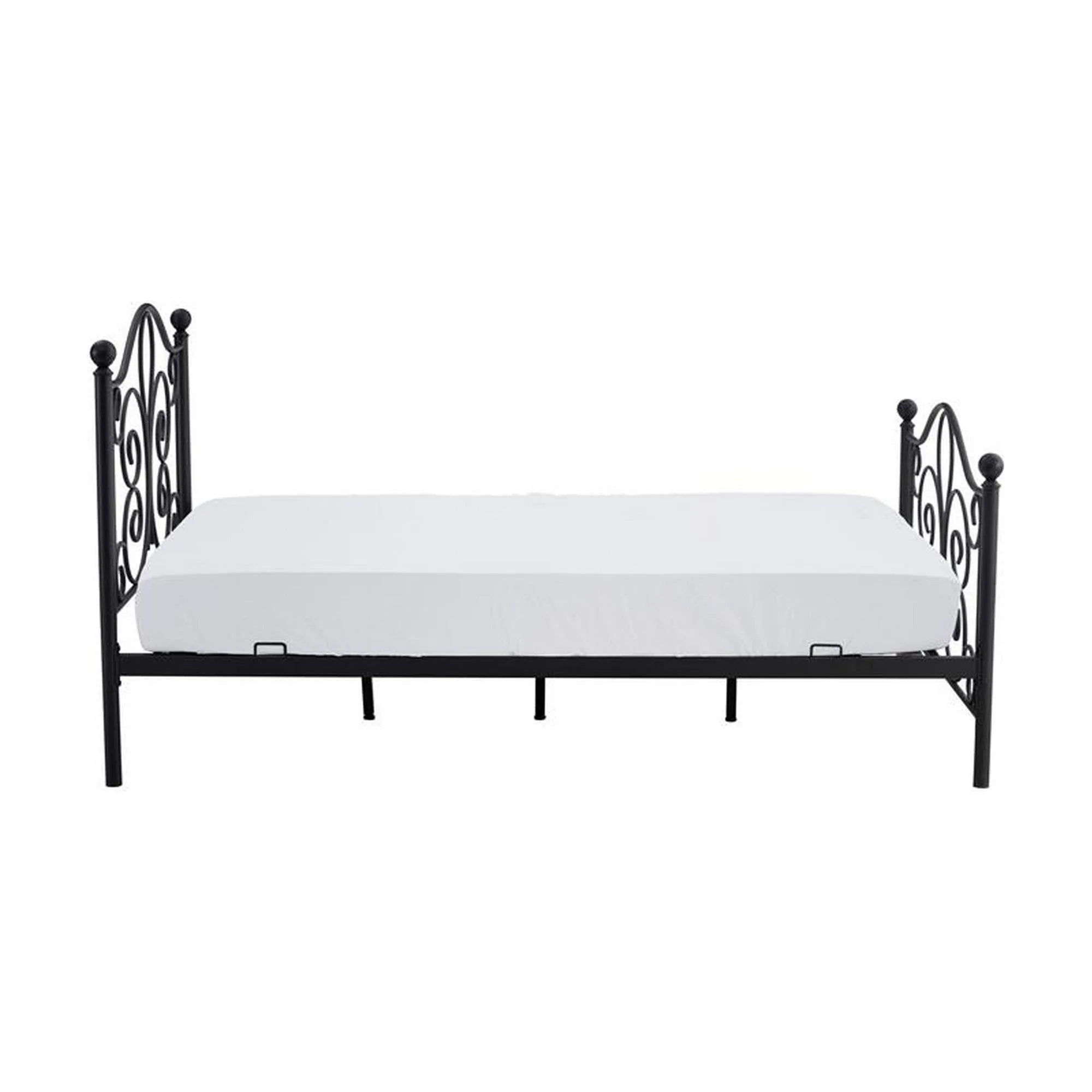 Pat PANAMA 120x200, negru, otel, cu somiera