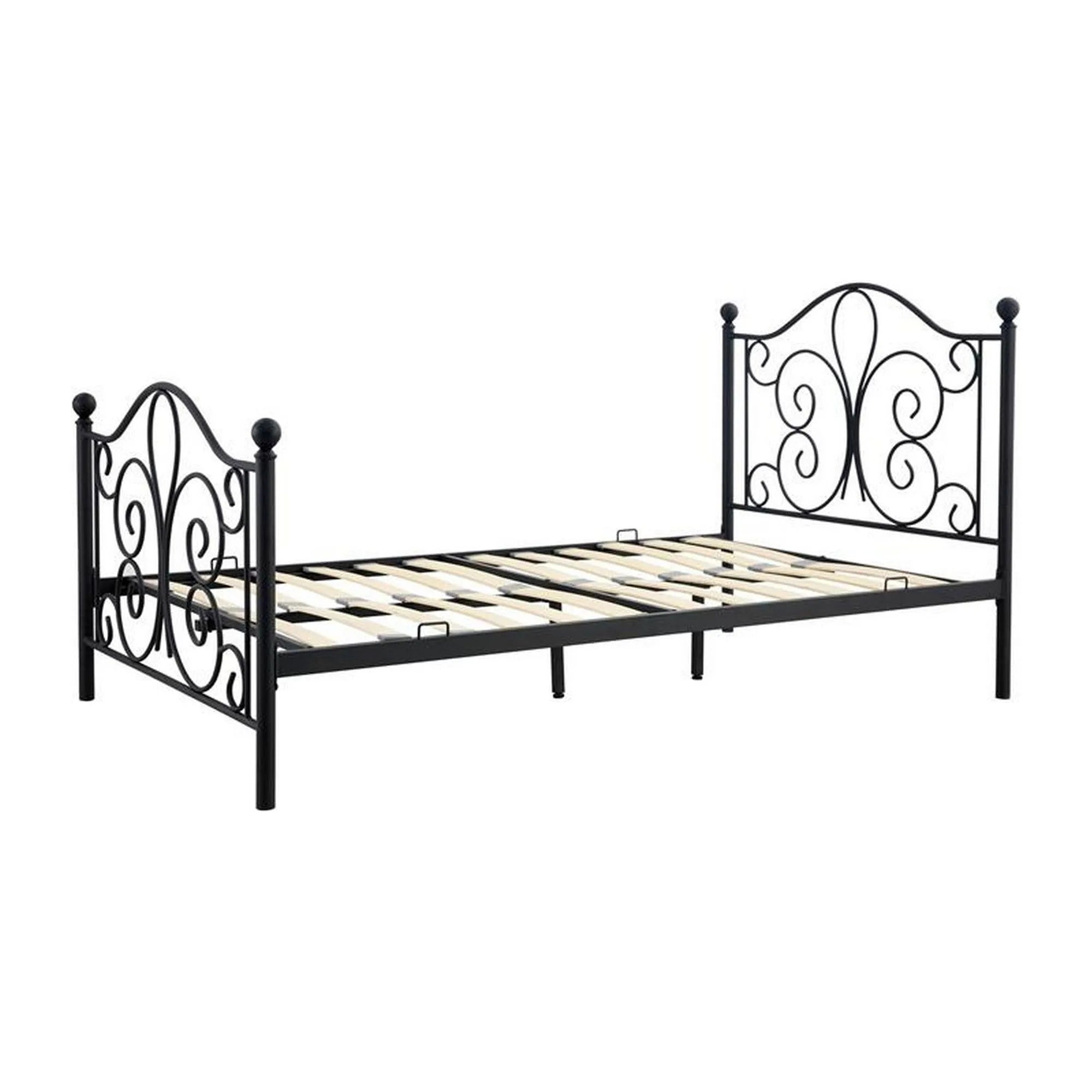 Pat PANAMA 120x200, negru, otel, cu somiera