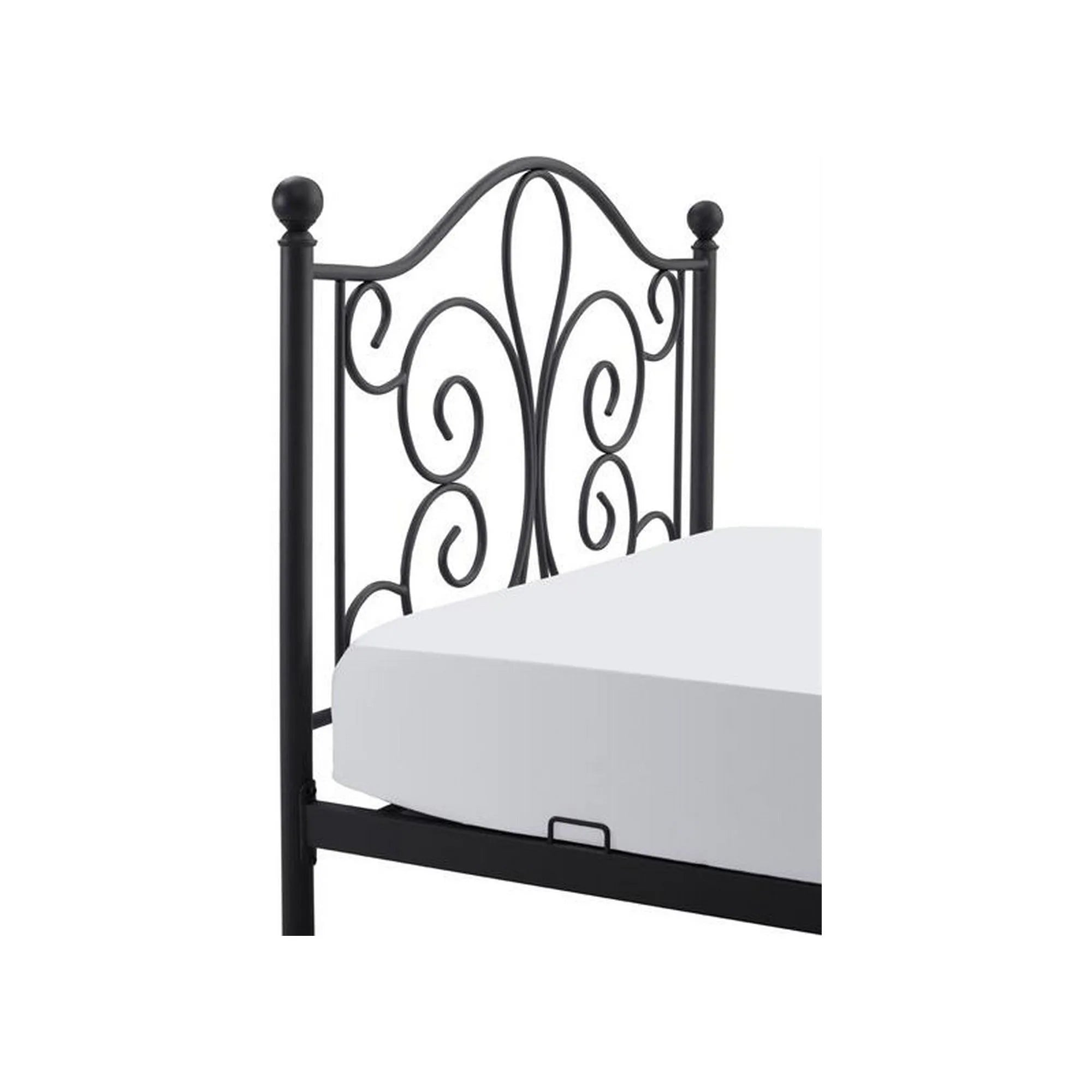 Pat PANAMA 120x200, negru, otel, cu somiera