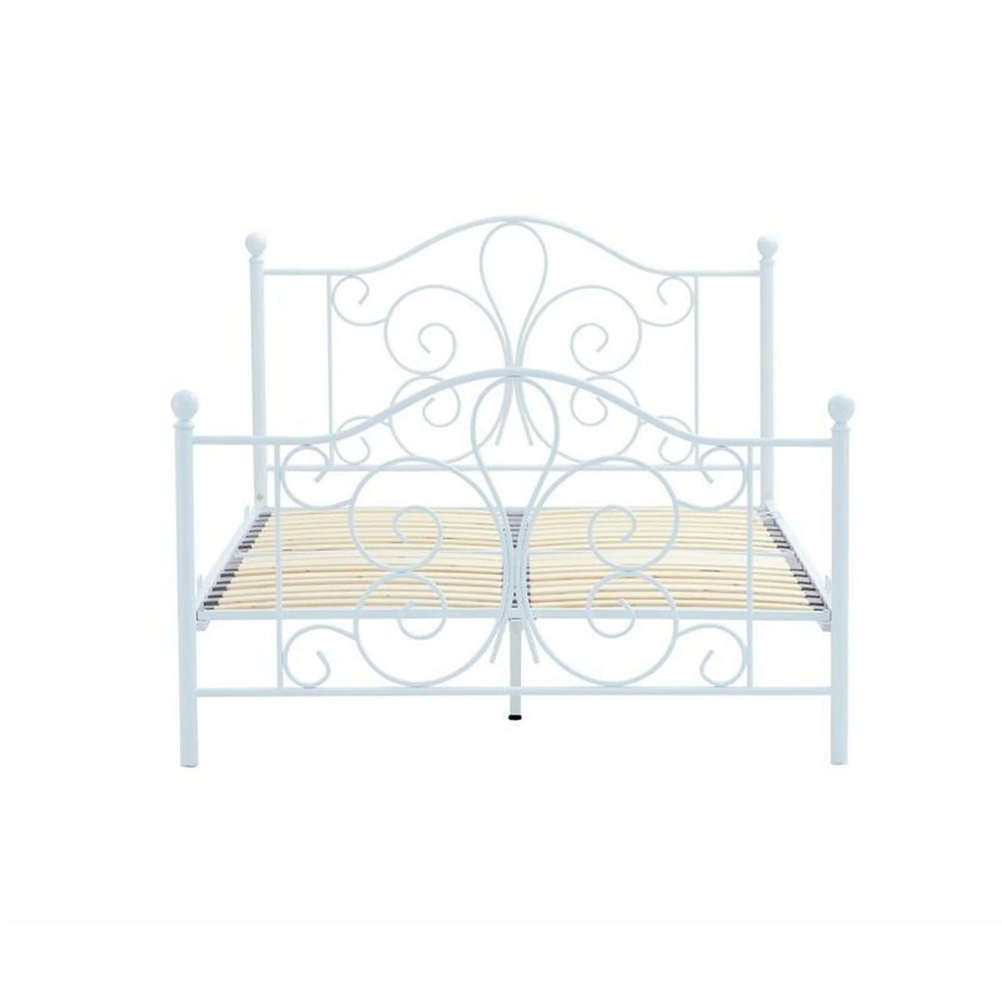 Pat PANAMA 140x200, alb, otel, cu somiera