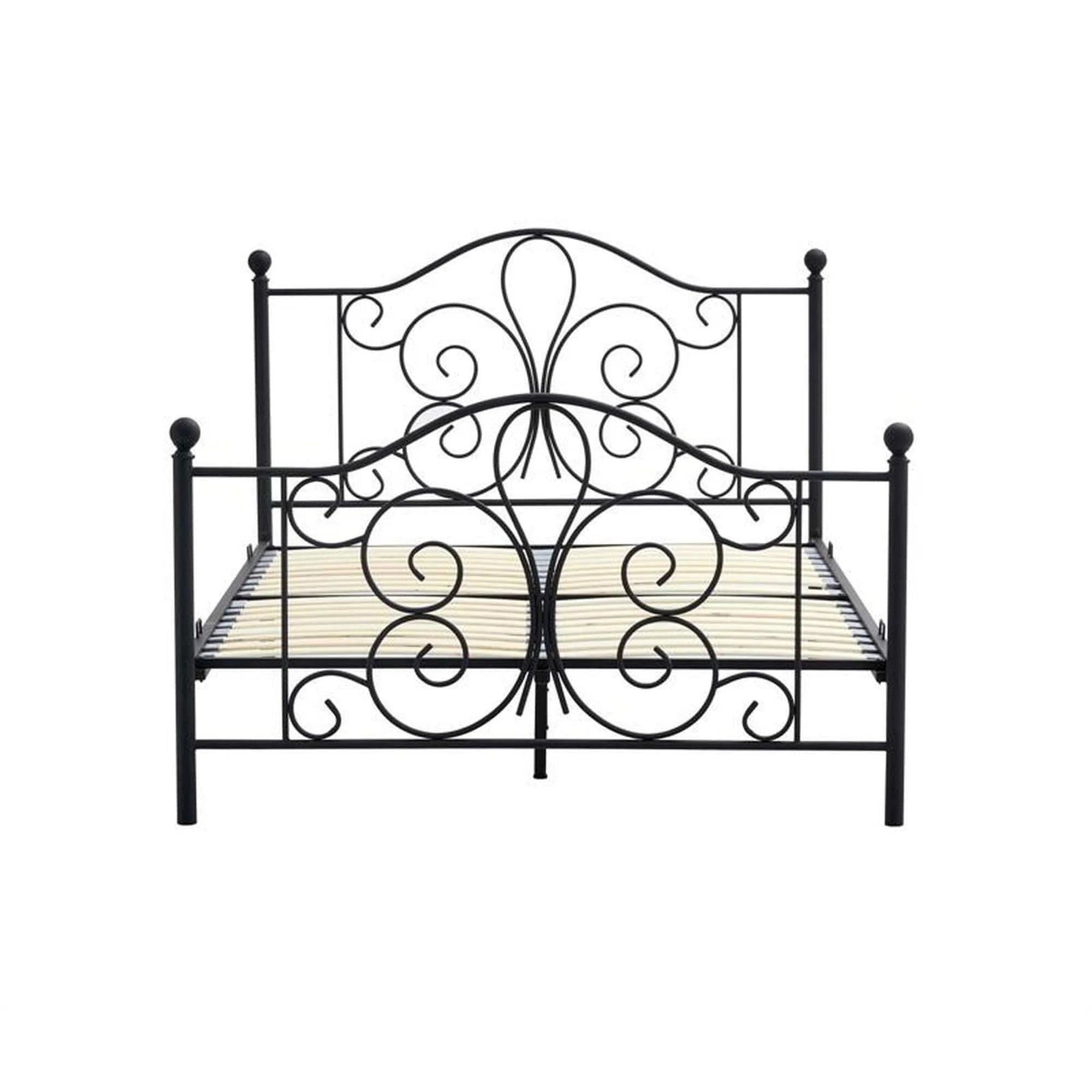 Pat PANAMA 140x200, negru, otel, cu somiera