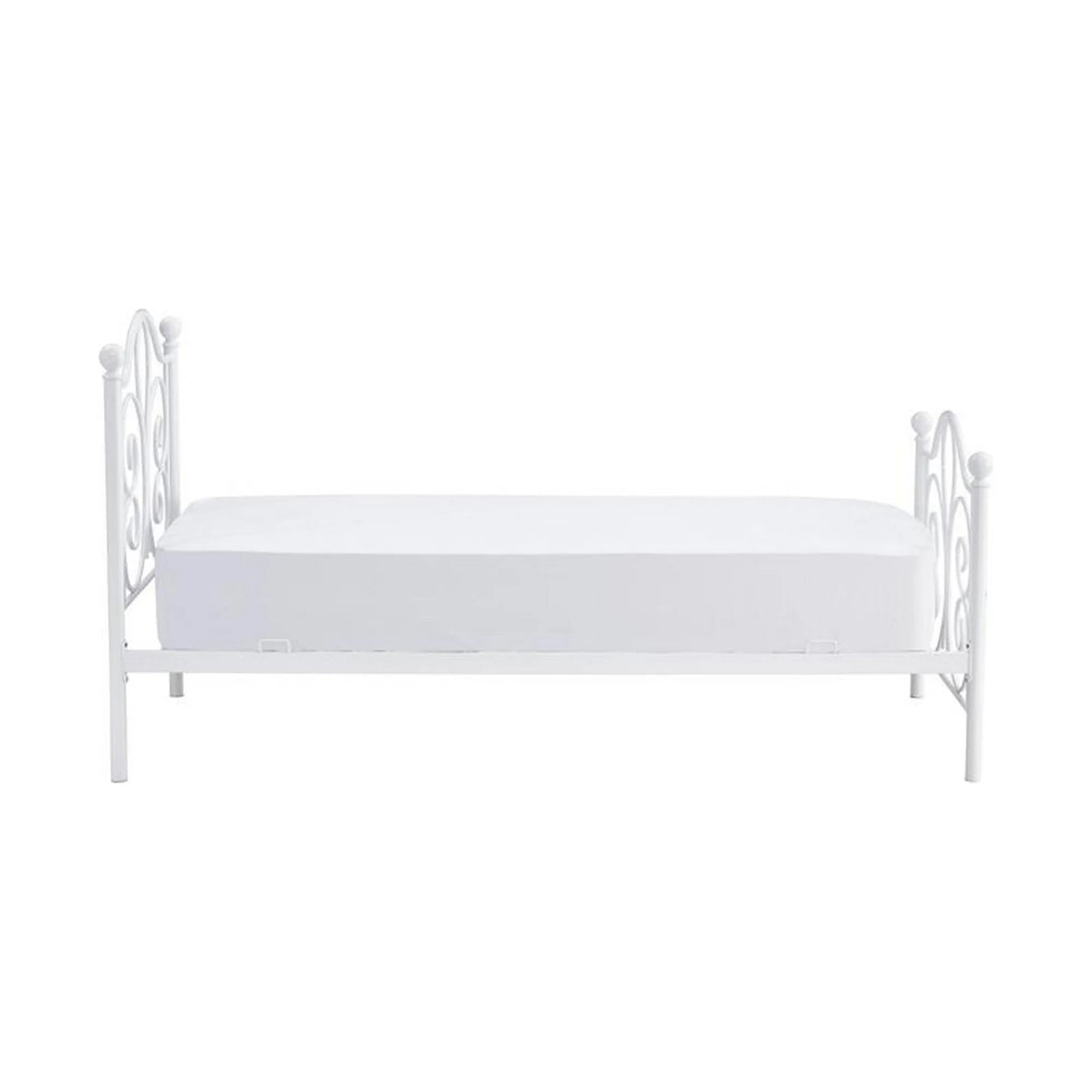 Pat PANAMA 90x200, alb, otel, cu somiera