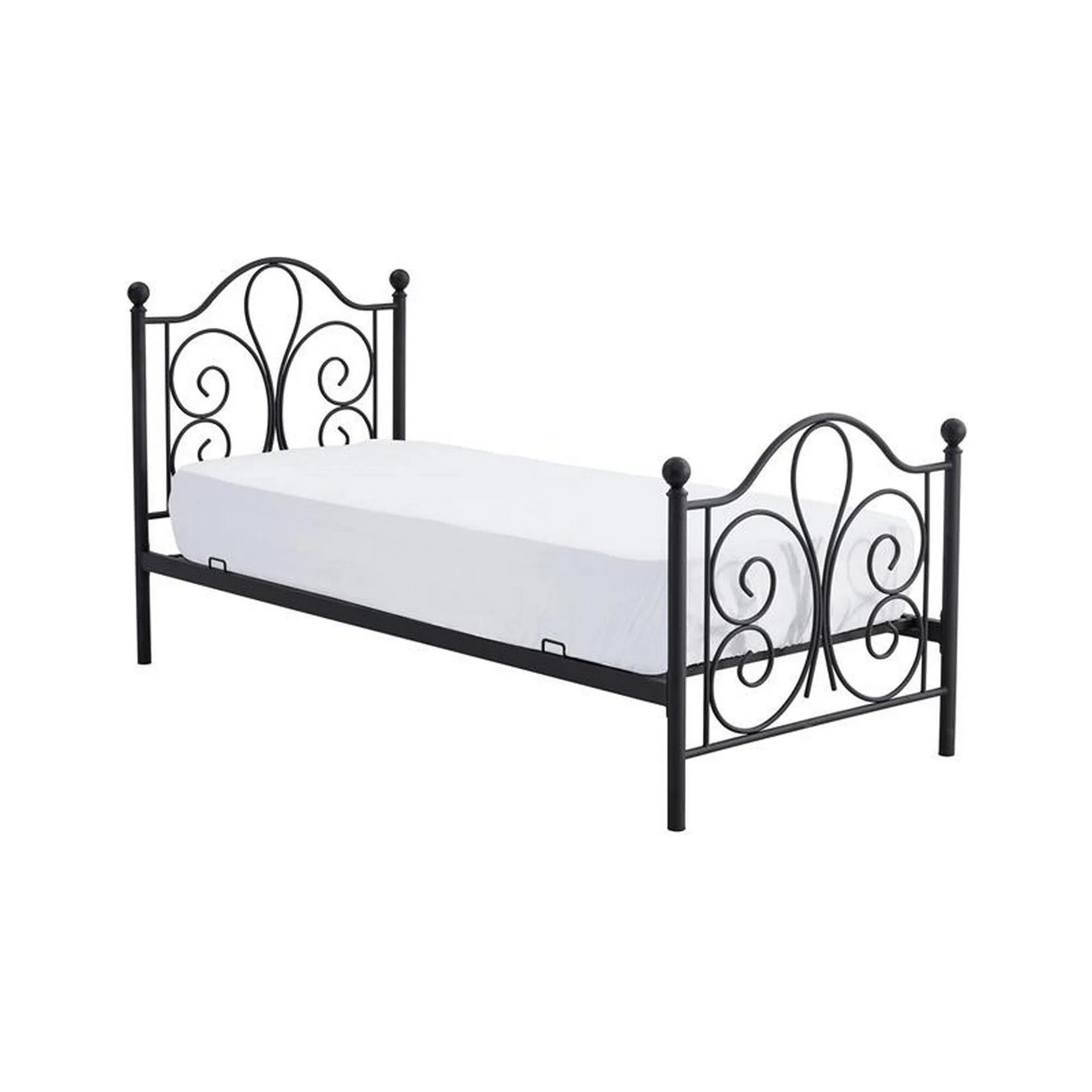 Pat PANAMA 90x200, negru, otel, cu somiera