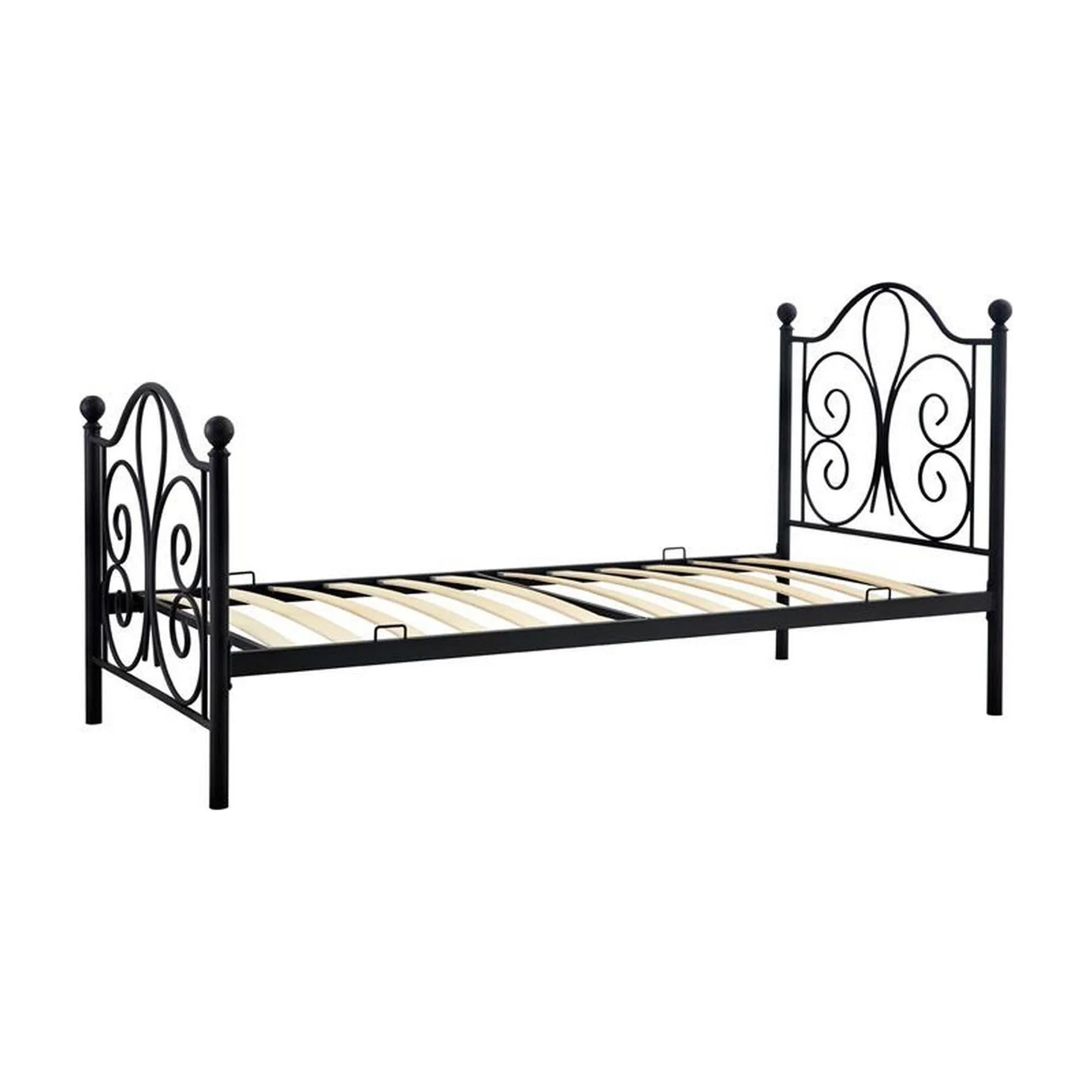 Pat PANAMA 90x200, negru, otel, cu somiera