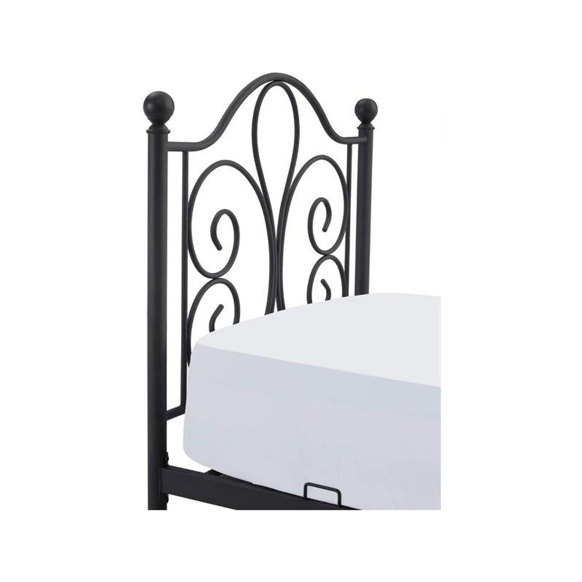 Pat PANAMA 90x200, negru, otel, cu somiera