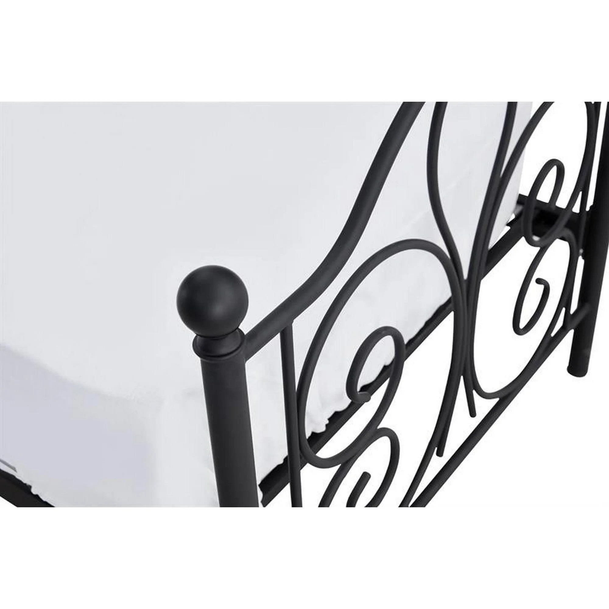 Pat PANAMA 90x200, negru, otel, cu somiera