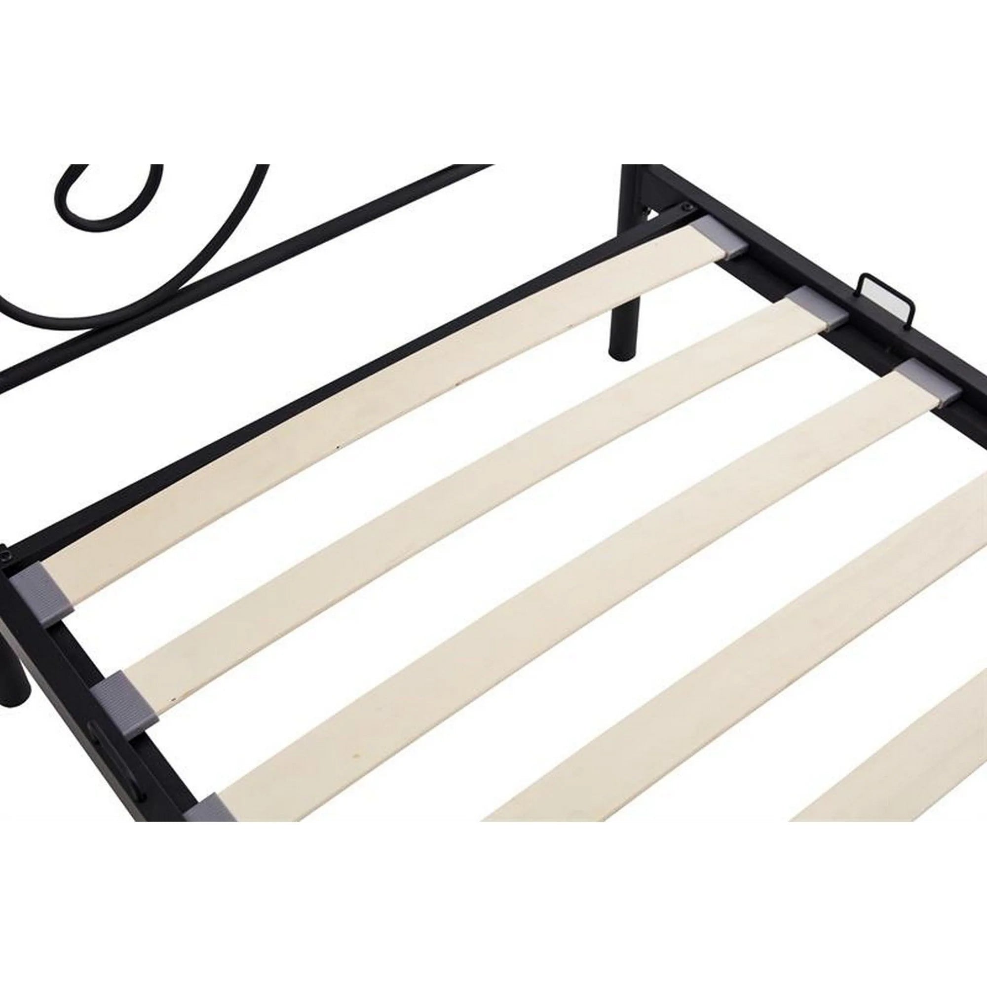 Pat PANAMA 90x200, negru, otel, cu somiera